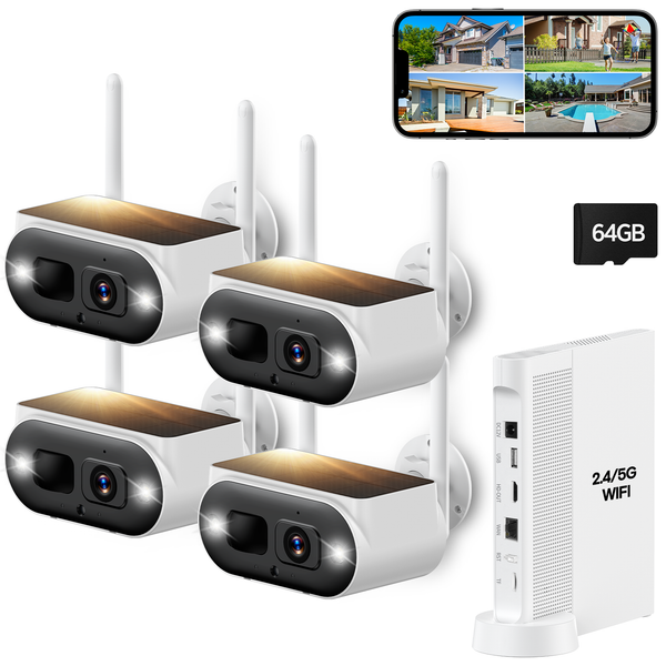 Campark SC51 Solar Security Cameras 4 Cam Kit System with 64GB Local Storage
