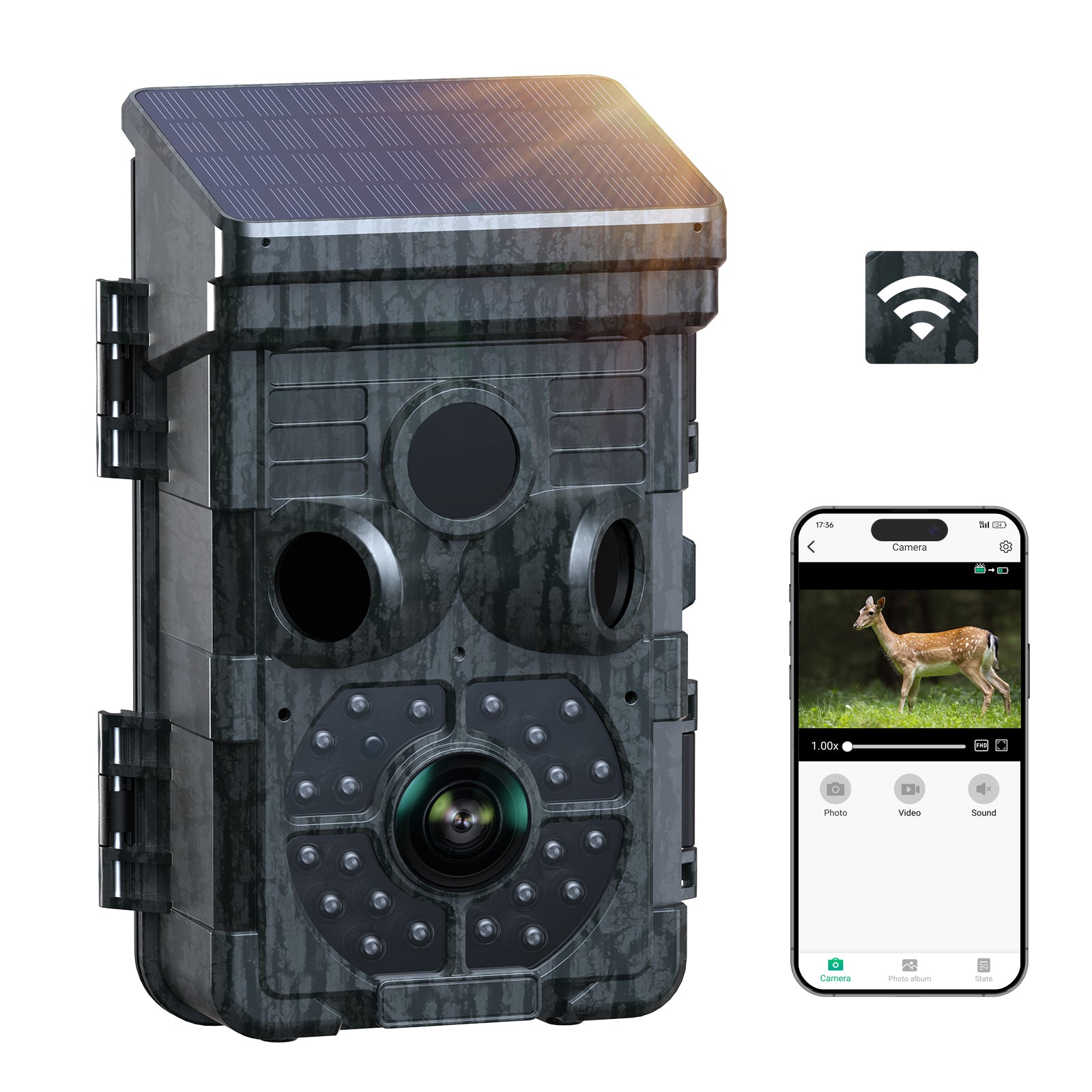 Campark TC28 WiFi Bluetooth Solar Powered 32MP 1080P with 850nm Hunting Camera
