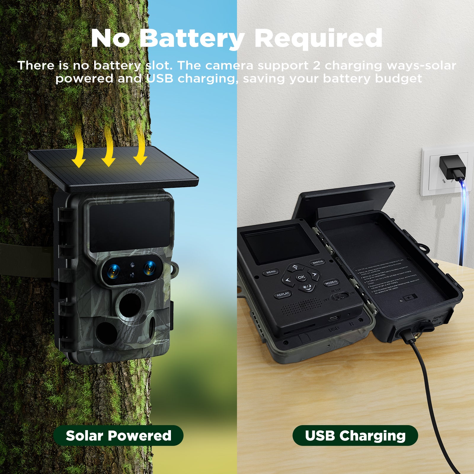 WiFi Dual Lens Solar Power Integrated Trail Camera