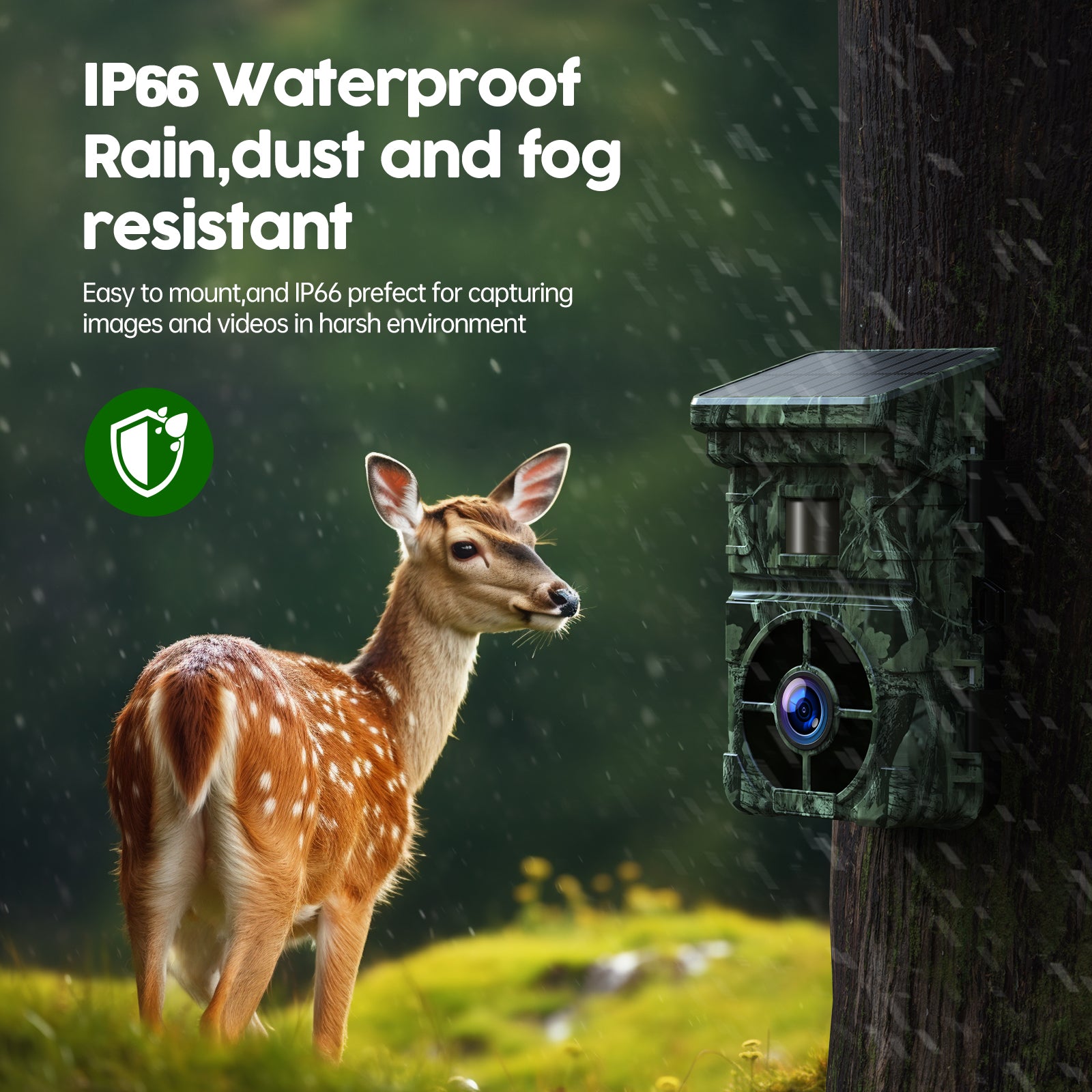 24MP 1080P 2500mAh Built-in Lithium Battery Rechargeable Solar Trail Camera