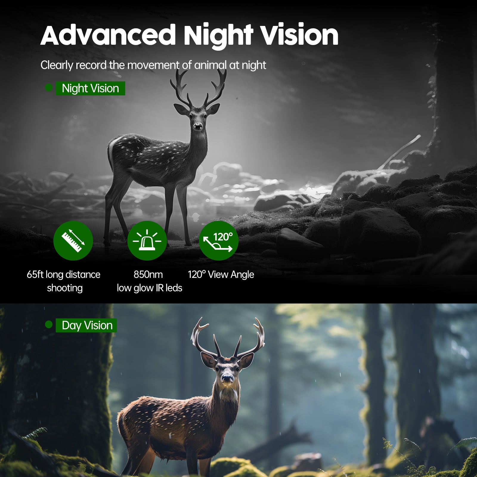 24MP 1080P 2500mAh Built-in Lithium Battery Rechargeable Solar Trail Camera