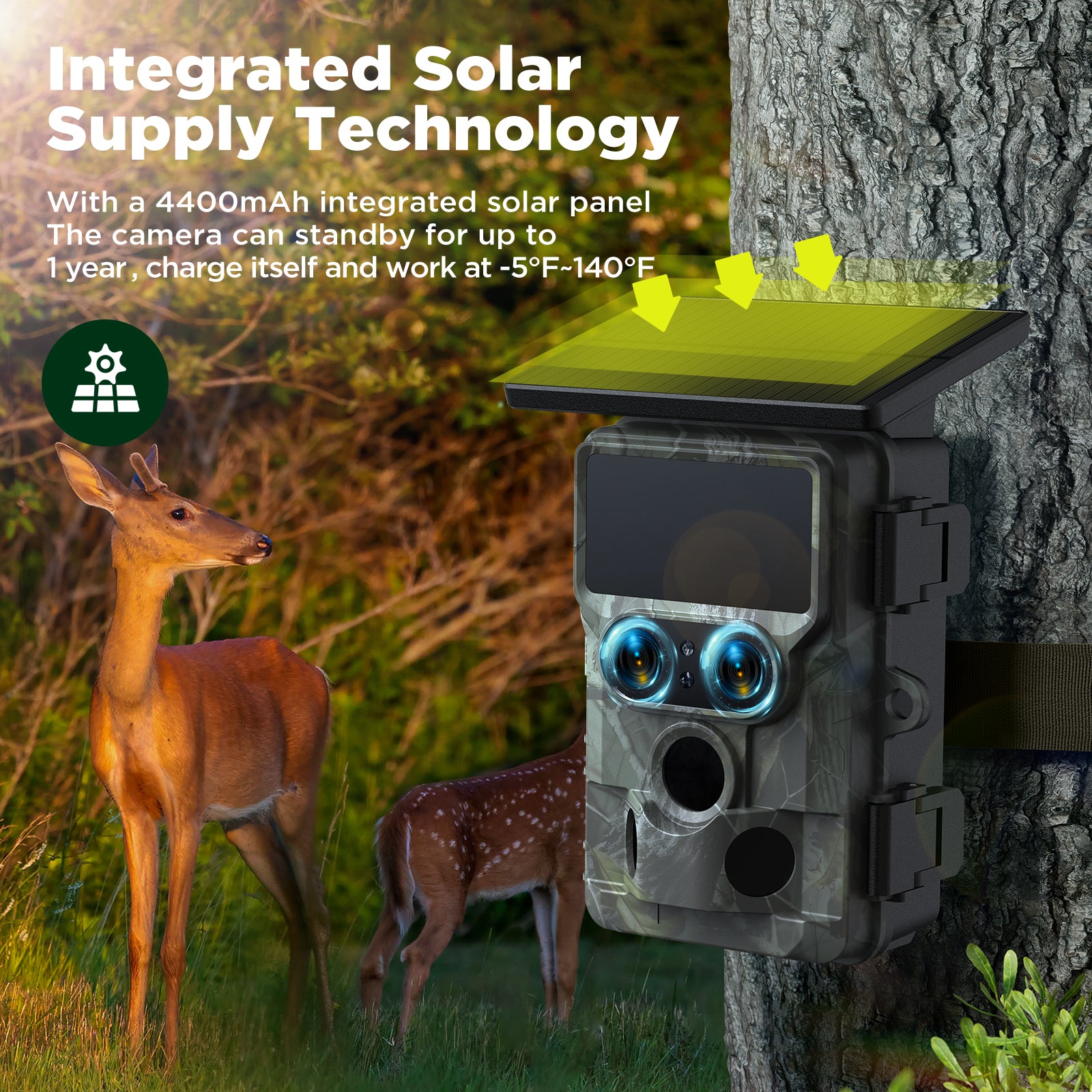 WiFi Dual Lens Solar Power Integrated Trail Camera