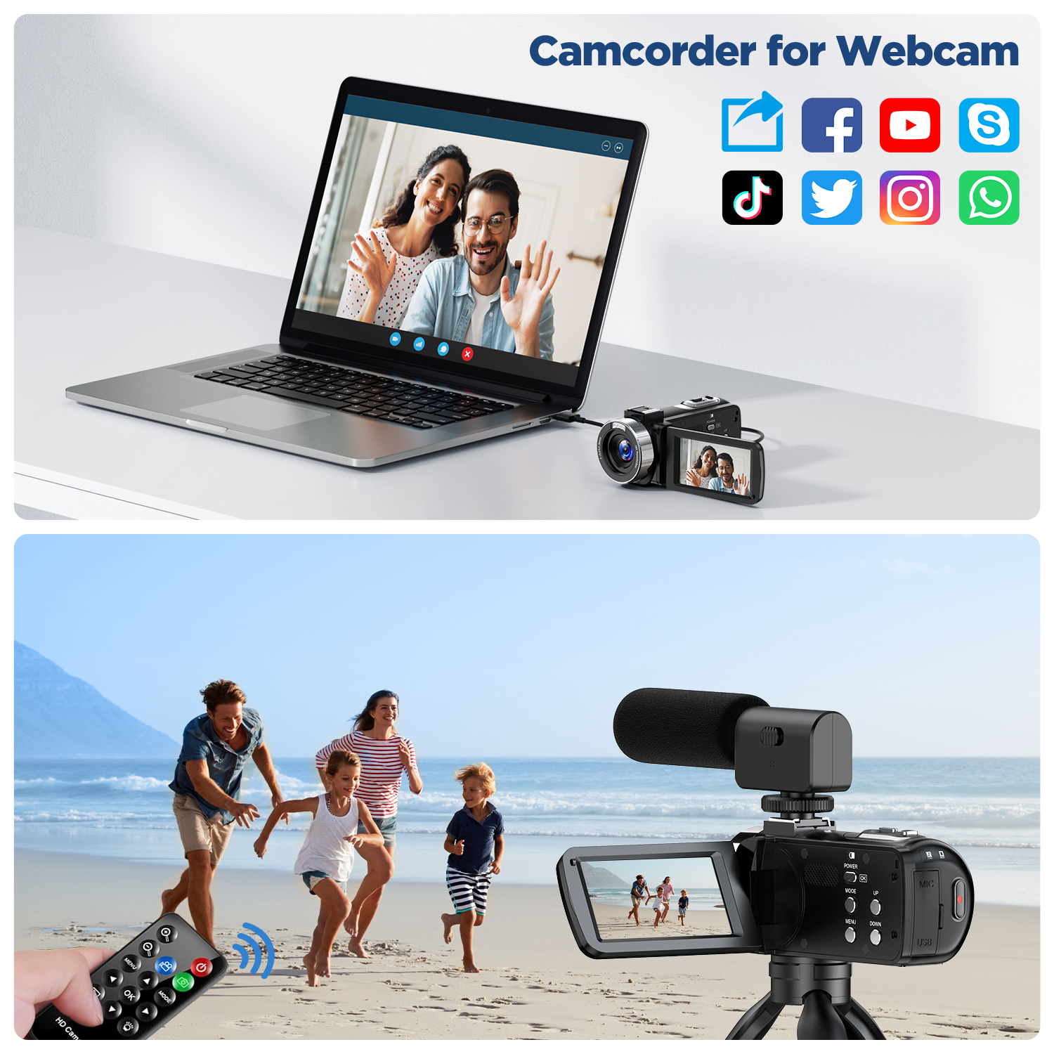 AC13 4K Video Camera Camcorder 42MP YouTube Vlogging Camera 18X Digital Zoom Webcam 3.0 Inch 270 Degree Rotation Screen Camcorders