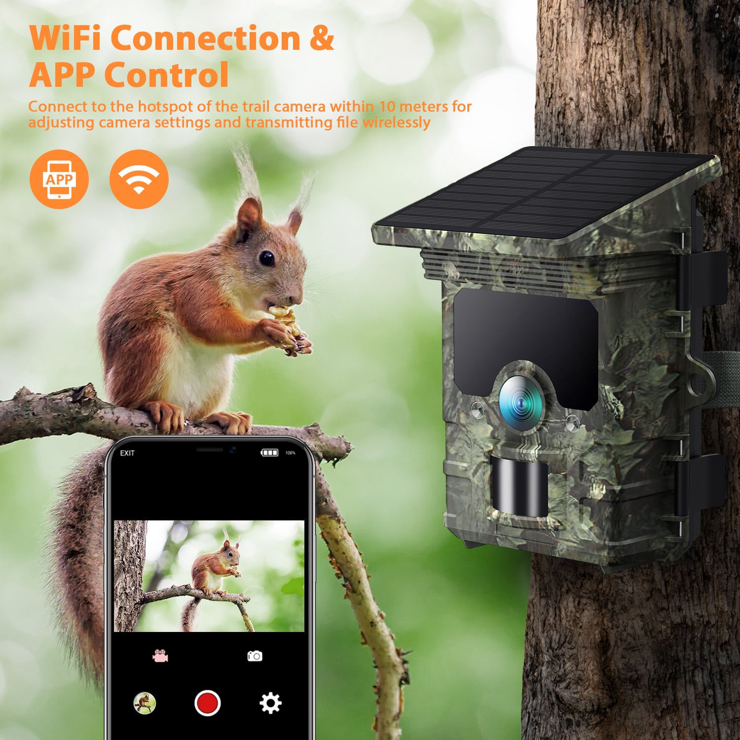  4K 46MP Solar Powered WiFi Bluetooth Trail Camera