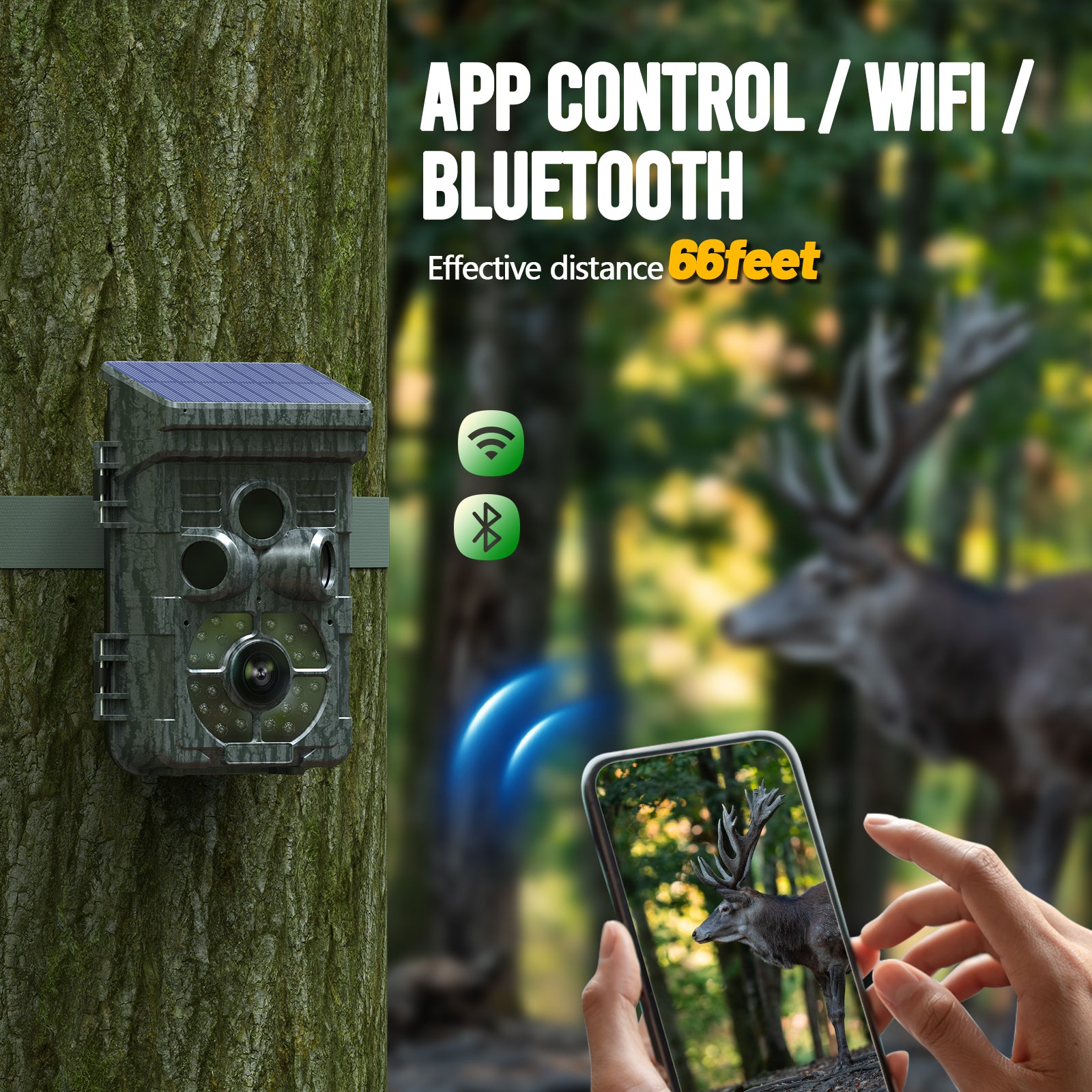 Campark TC28 WiFi Bluetooth Solar Powered 32MP 1080P with 850nm Hunting Camera