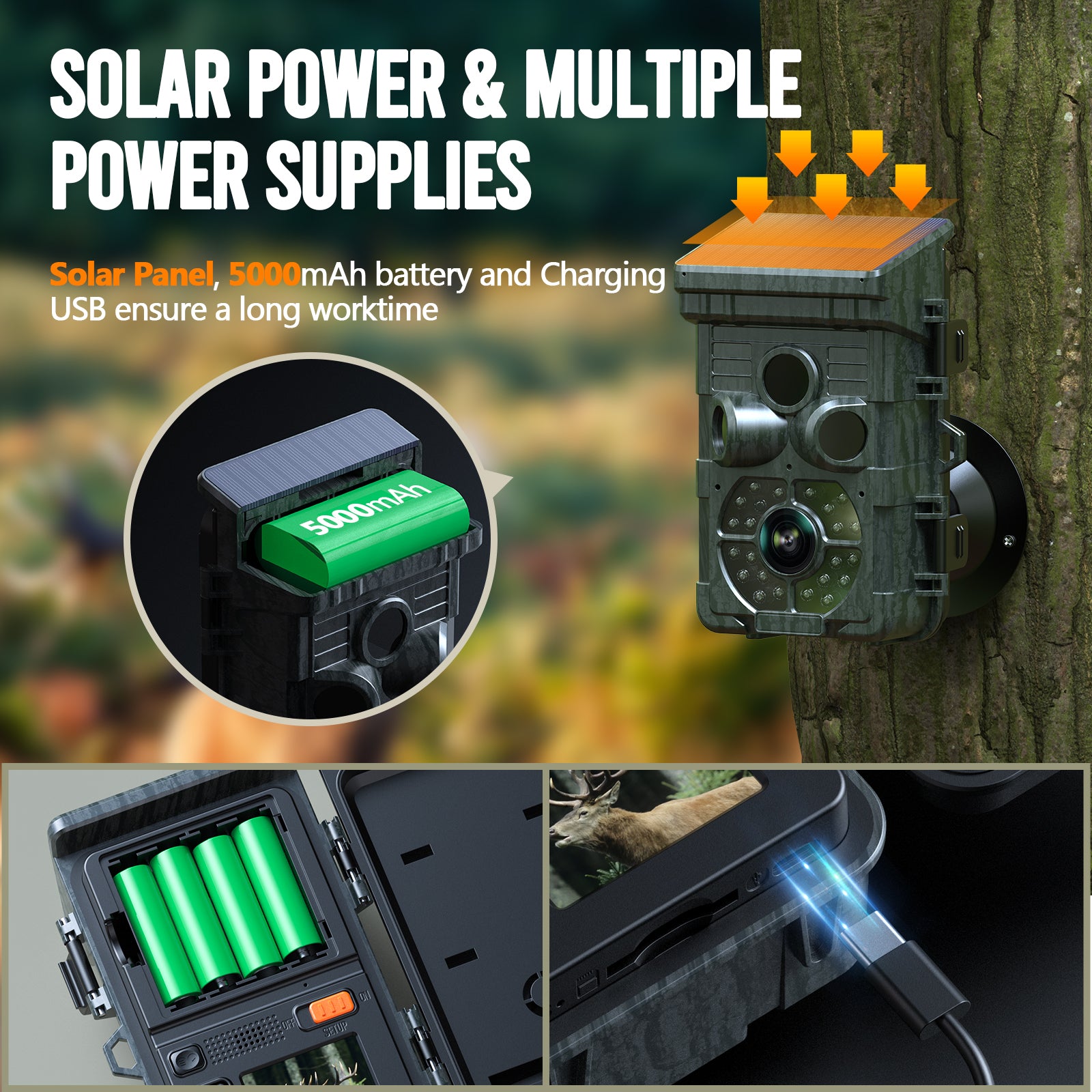 Campark TC28 WiFi Bluetooth Solar Powered 32MP 1080P with 850nm Hunting Camera