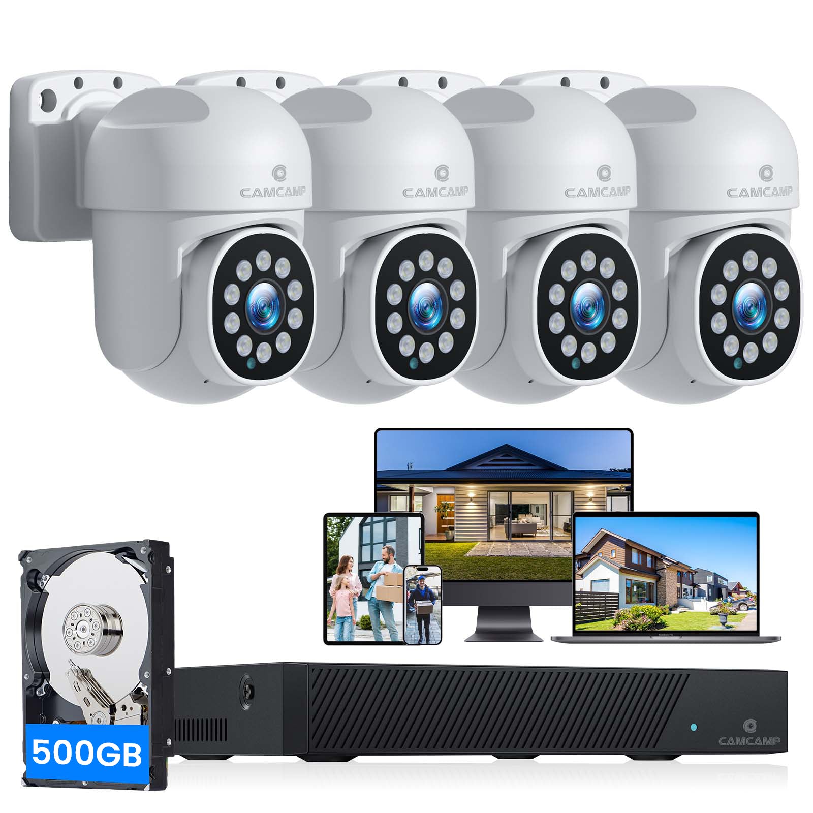 Campark SC36 4K 5MP Security Camera System PTZ Home CCTV POE Camera with 8CH NVR and Motion Tracking, Color Night Vision