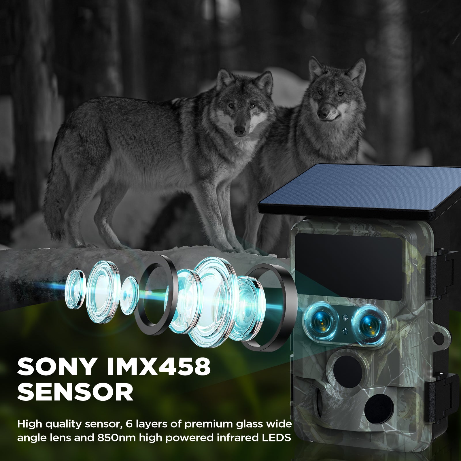 WiFi Dual Lens Solar Power Integrated Trail Camera
