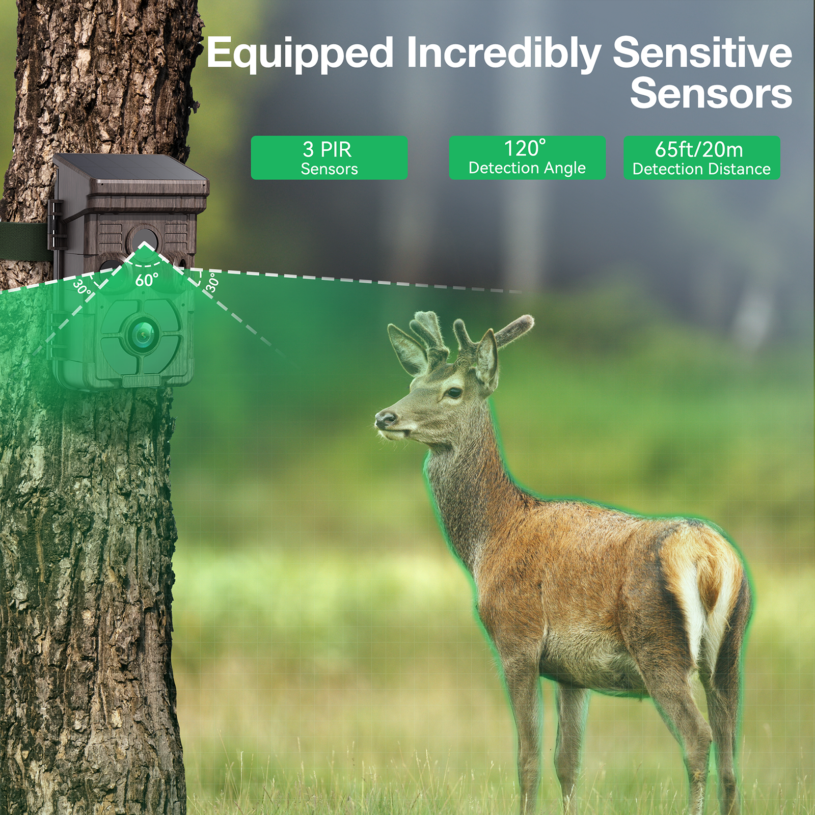 24MP 1080P Trial Camera Solar Powered Integrated Game Camera with Night Vision