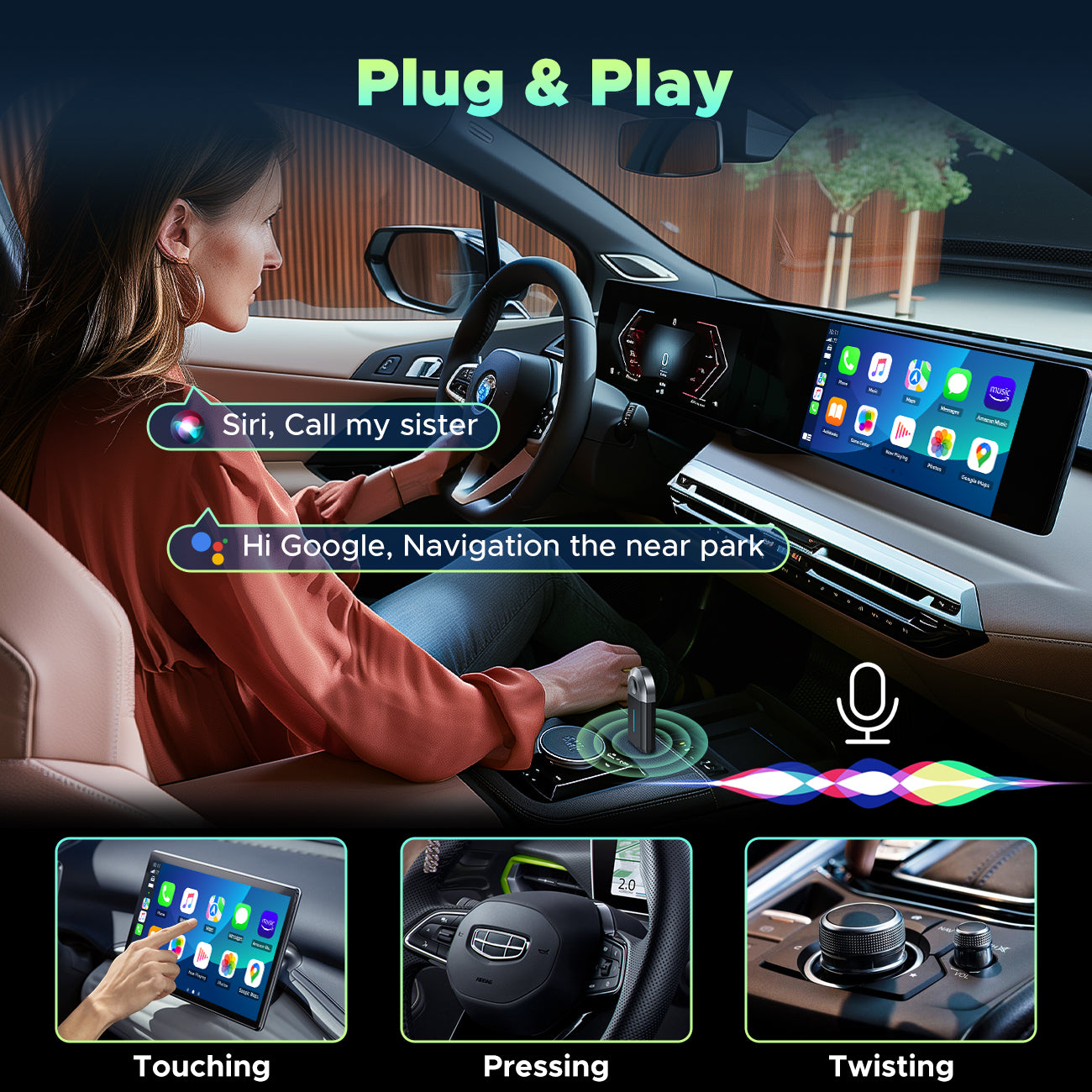 2-in-1 Wireless CarPlay & Android Auto Adapter: Plug & Play for 2016+ Cars