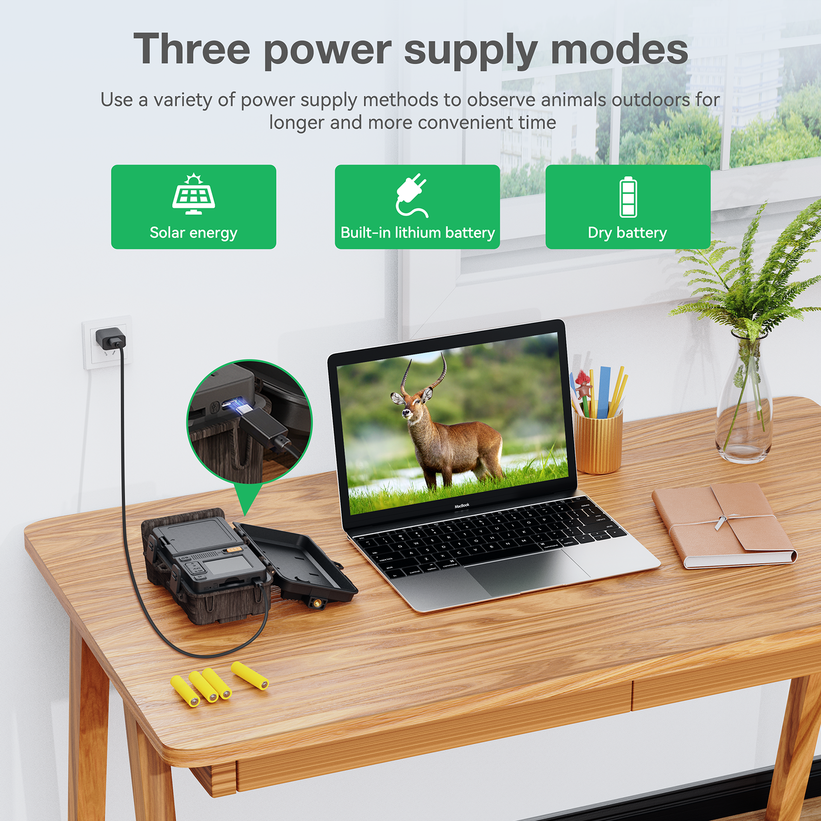 24MP 1080P Trial Camera Solar Powered Integrated Game Camera with Night Vision