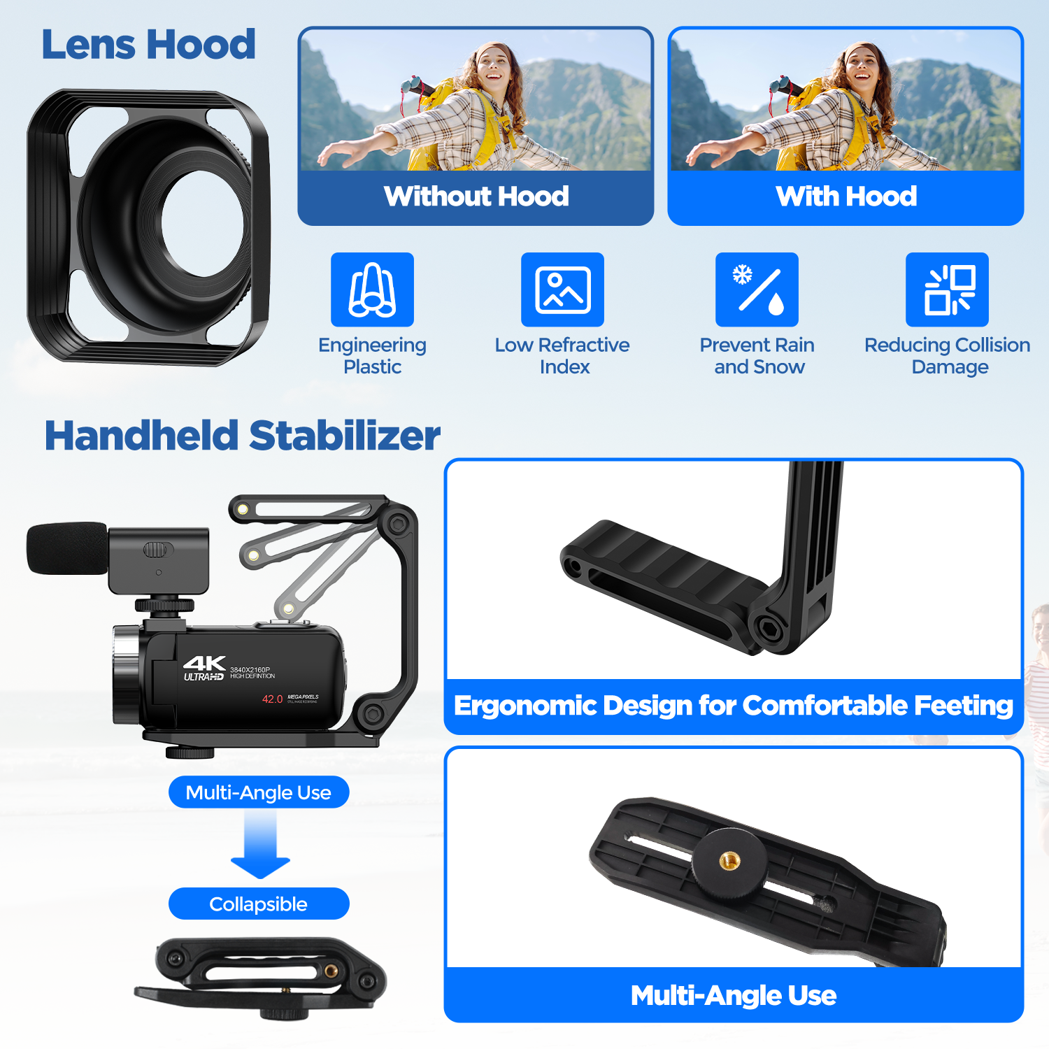 AC13 4K Video Camera Camcorder 42MP YouTube Vlogging Camera 18X Digital Zoom Webcam 3.0 Inch 270 Degree Rotation Screen Camcorders