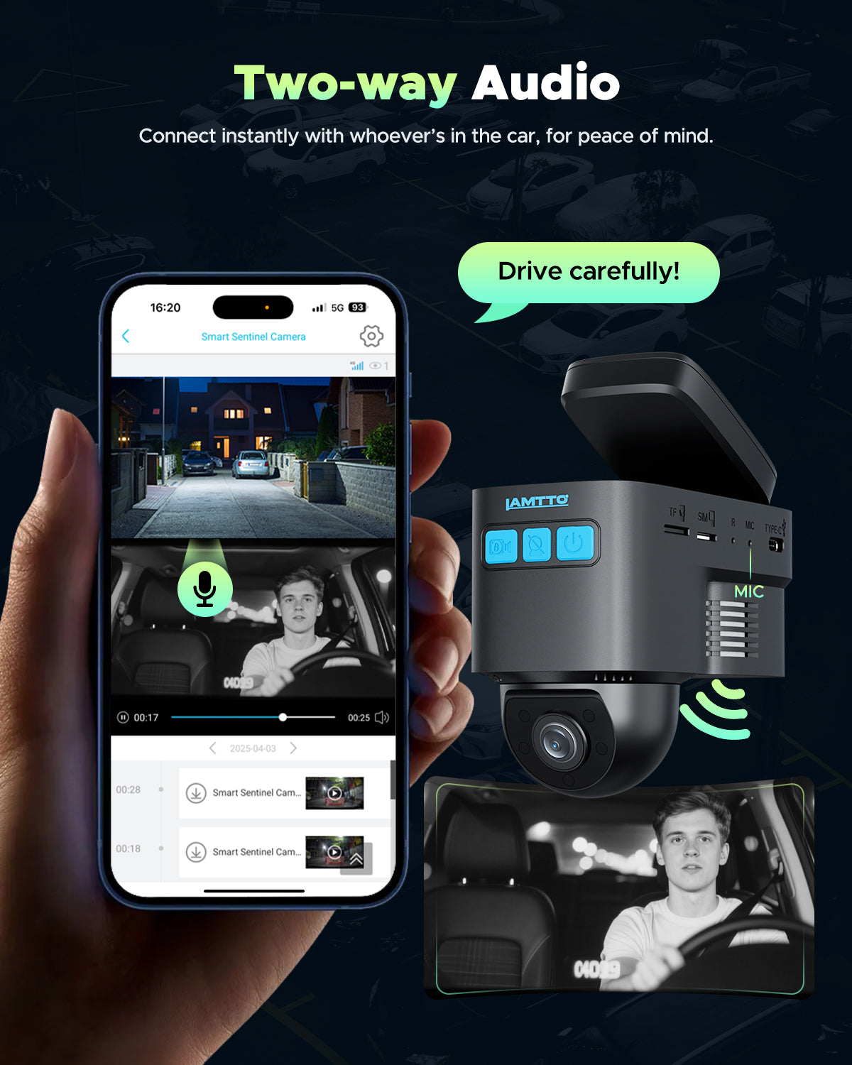 4G LTE Cellular Dash Cam, Remote Live-View & Location Event Video Alarm & Cloud Storage Car Security Camera