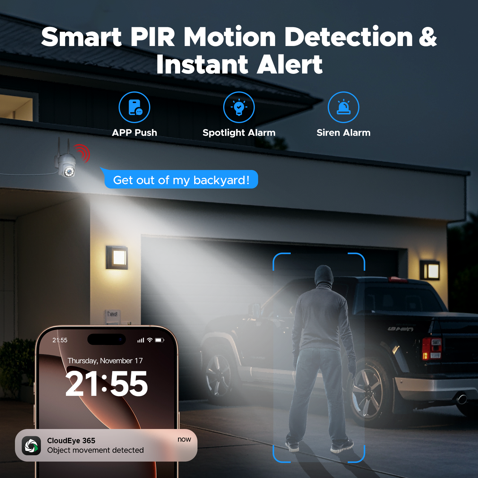 Campark SC53 Wireless Security Camera System with 500GB HDD, No Subscription