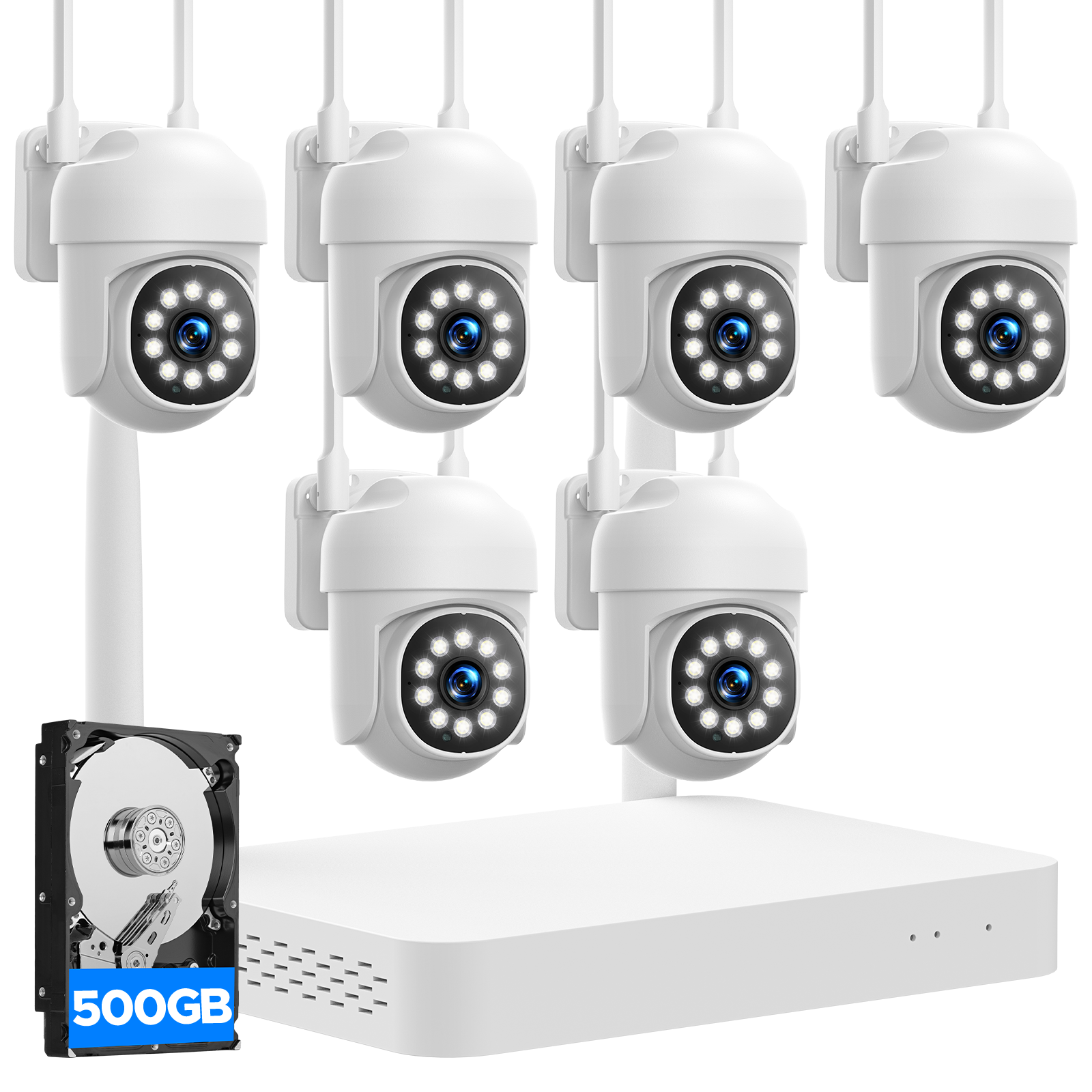 Campark SC53 Wireless Security Camera System with 500GB HDD, No Subscription