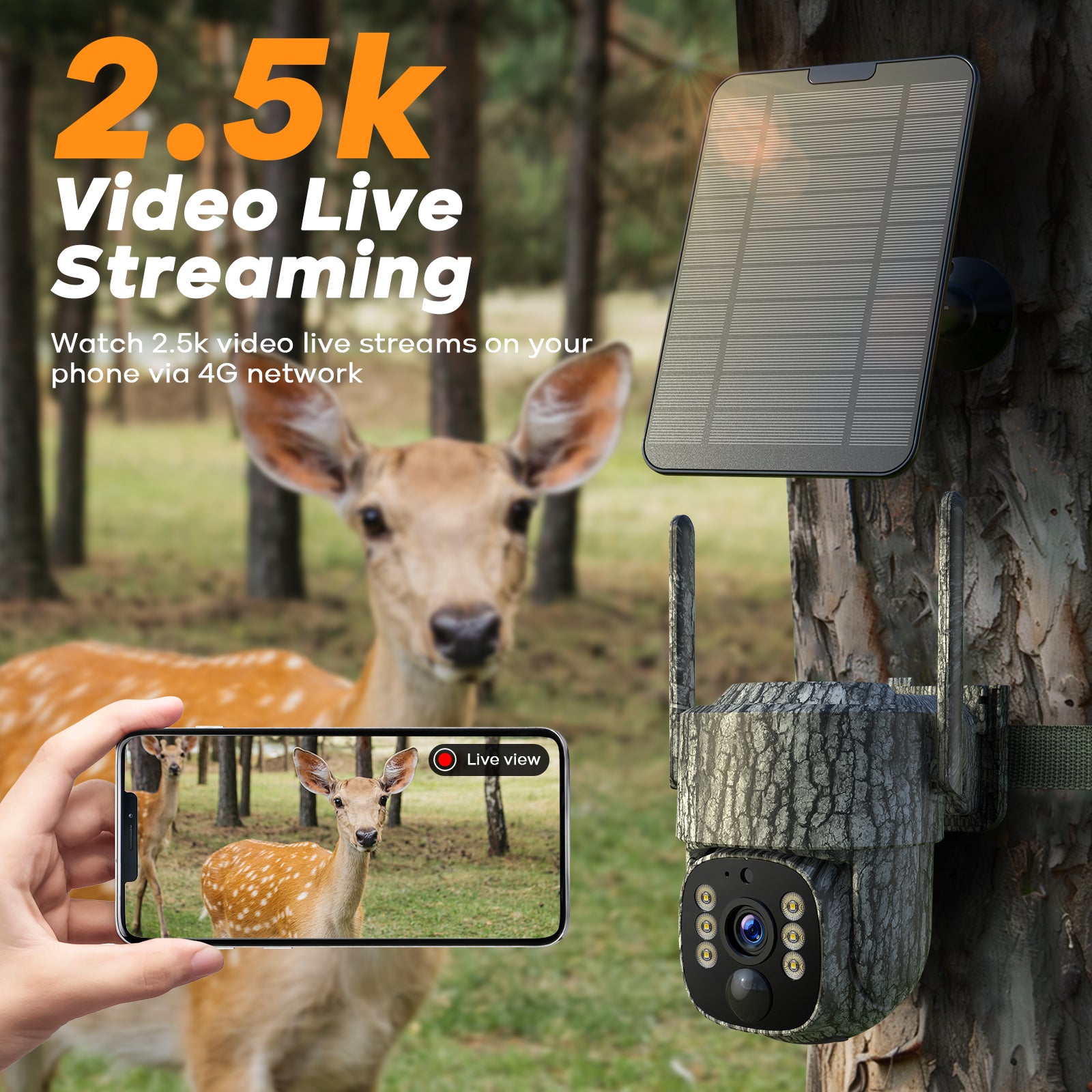 Campark TC32 Cellular Trail Camera with 2.5K Live Streaming, Unlimited Data Game Camera