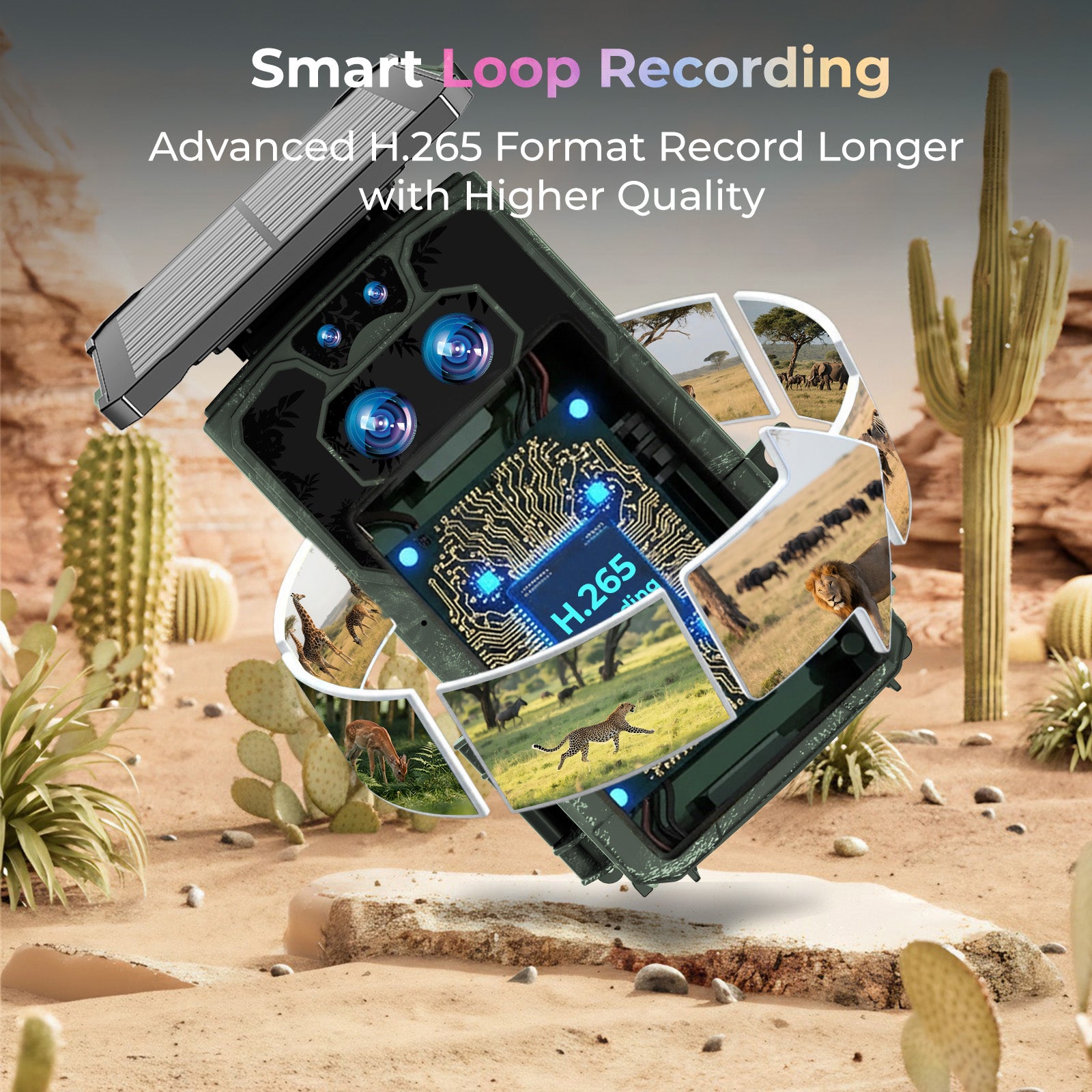 Campark TC37 Solar Trail Camera 4K 60MP Dual Lens WiFi with Night Vision