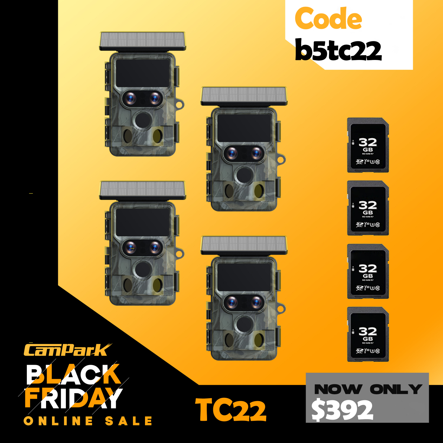 Campark TC22 4K Trail Camera WiFi Dual Lens Solar Integrated Game Camera with Starlight Night Vision