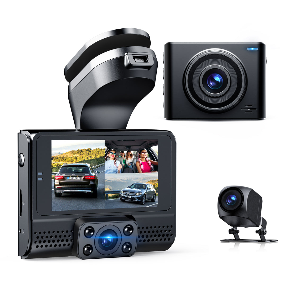 Campark M200 1080P 3 Channel Front and Rear and Inside Dash Cam with GPS (USA ONLY)