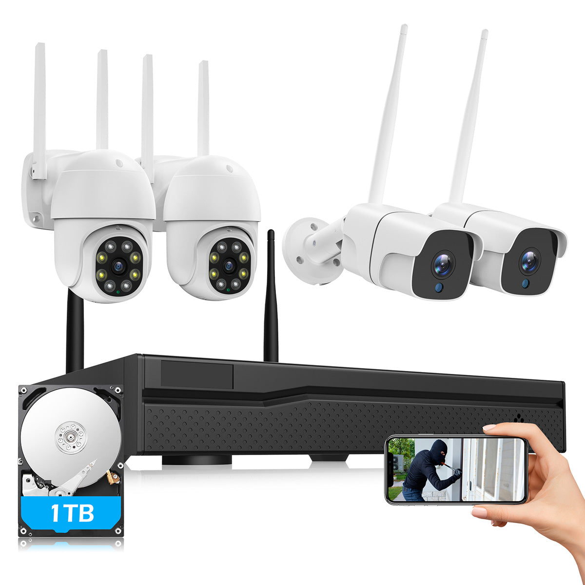 Campark W310 8CH 3MP PTZ Camera & Bullet Camera Combo Security Camera System Kit（Only available in Canada ）