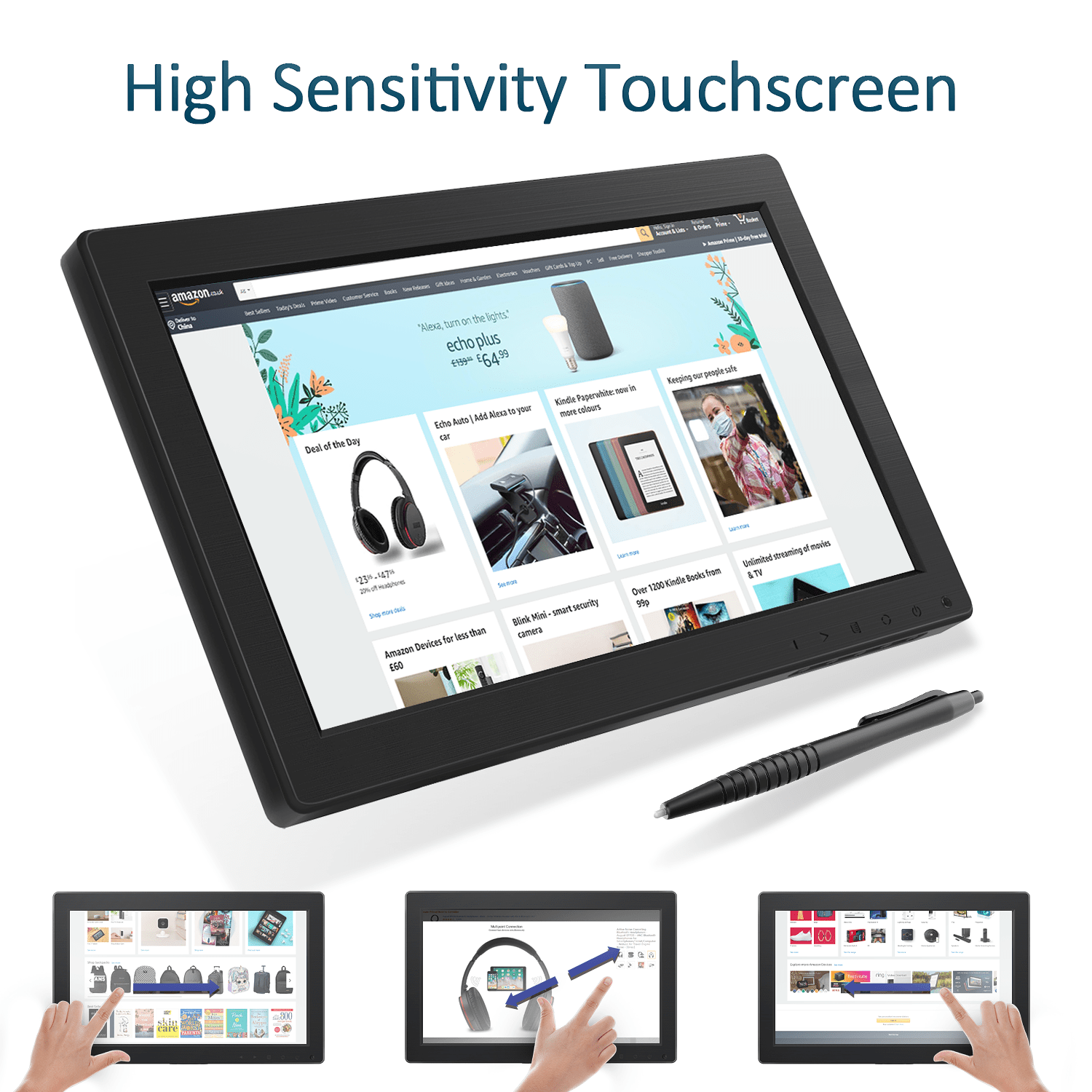 Toguard D119 Small HDMI Monitor 12 Inch 1920x1080 LCD HD Touchscreen Monitor HDMI Computer Display Screen