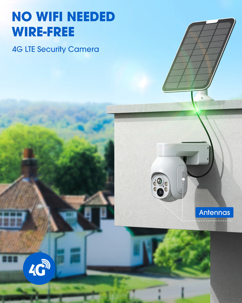 Campark SC12 3MP Outdoor Wireless 4G LTE Cellular Security Camera No WiFi Dome Cam with Solar Panel & SIM Card