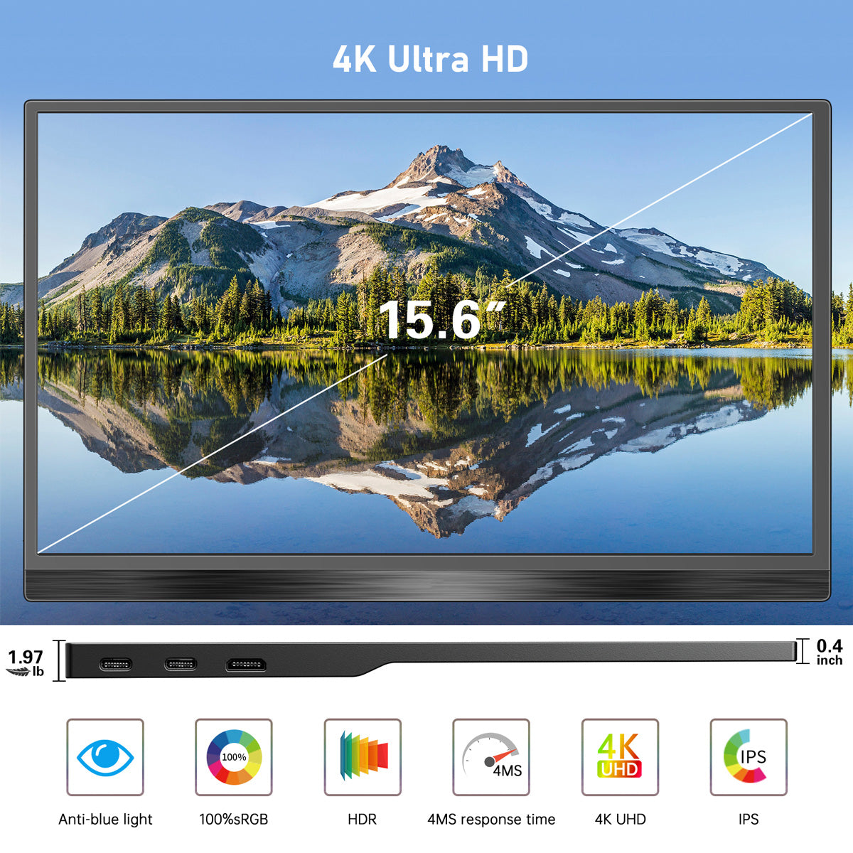 Campark D159 15.6" 4K USB/Type-C/Mini HDMI HDR Monitor (Only sold in Europe)