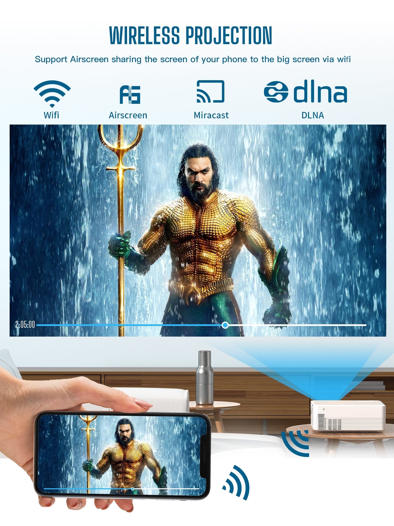 Campark P200 Video Projector Android WiFi Bluetooth Projector