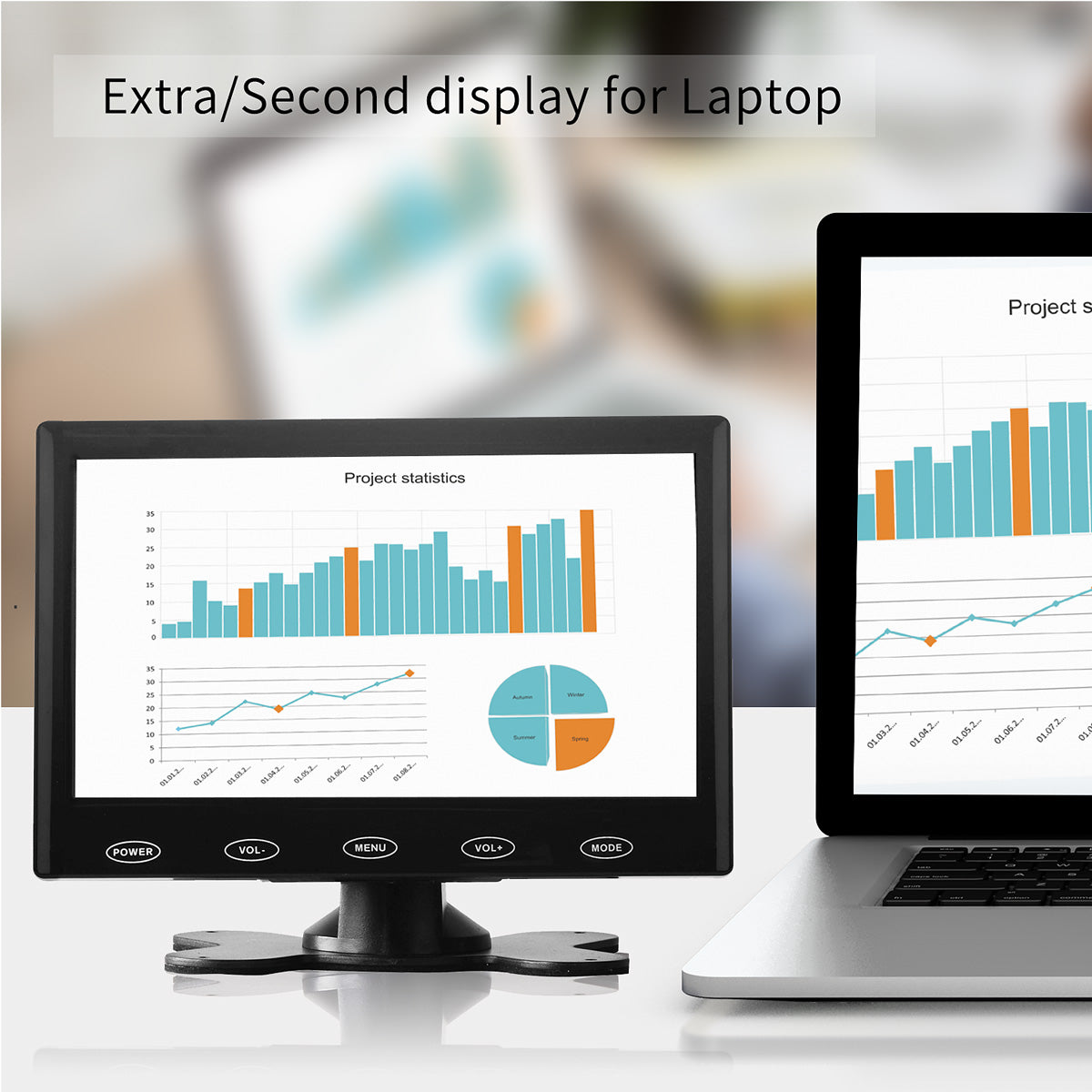 Campark WR730P 7'' 1024 x 600 Security Monitor, Support VGA/AV/HDMI/USB Interface（Only Available in Europe）