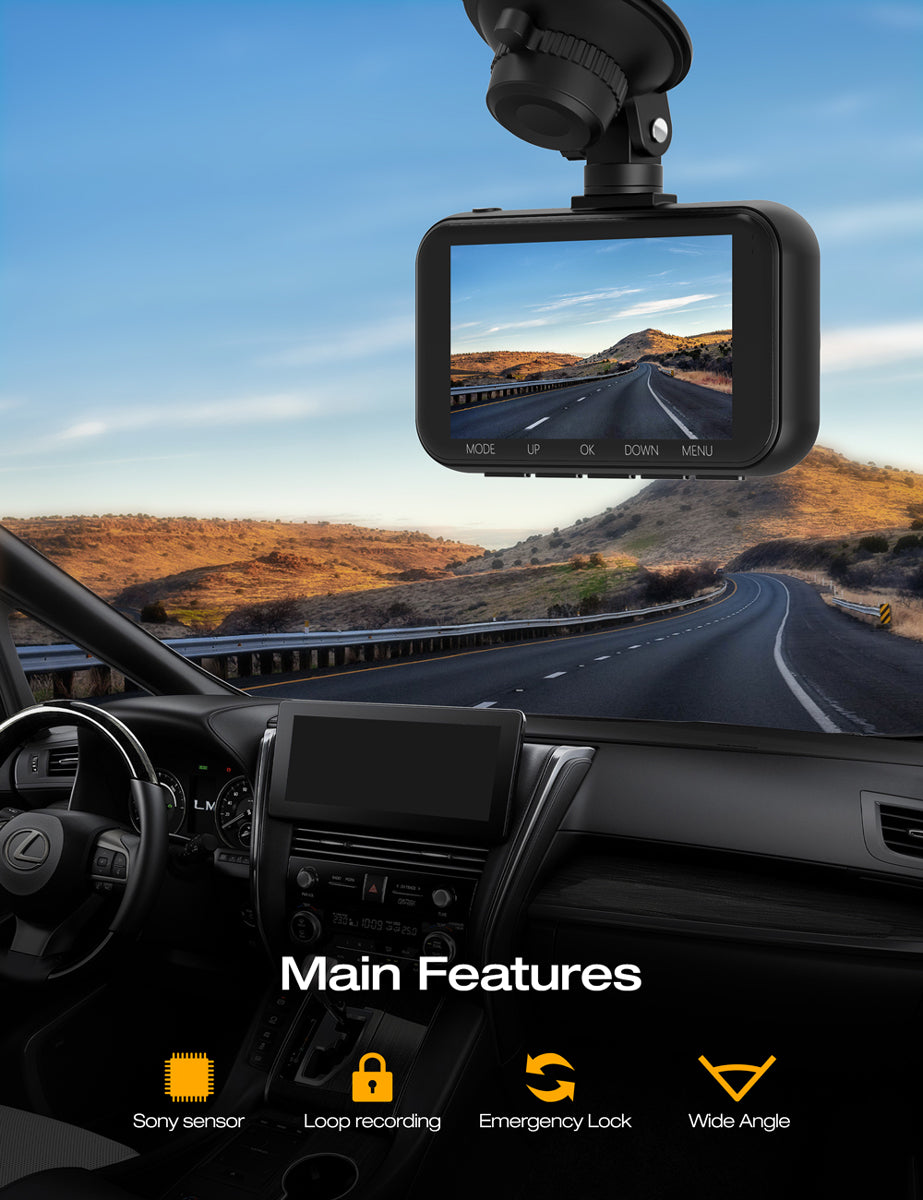 Campark C200/DC16 4K Front and Rear Dual Dash Camera with 3 inch LCD Display