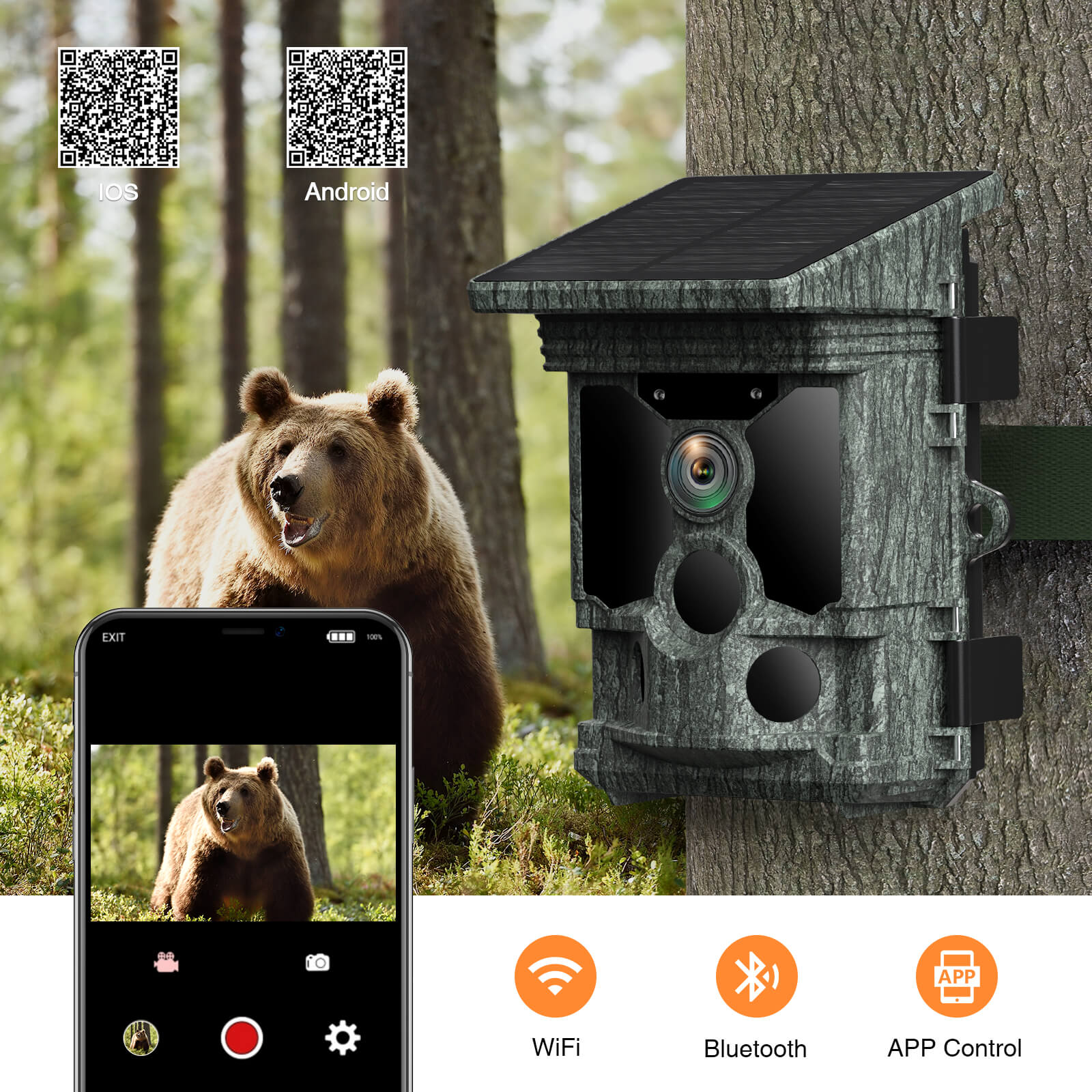 Campark T180 TC08 WiFi Bluetooth Trail Camera, 2025 Upgraded to 112MP+4K