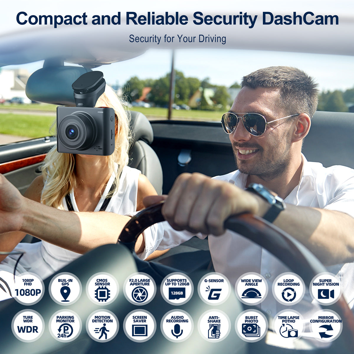 Campark M200 1080P 3 Channel Front and Rear and Inside Dash Cam with GPS (USA ONLY)