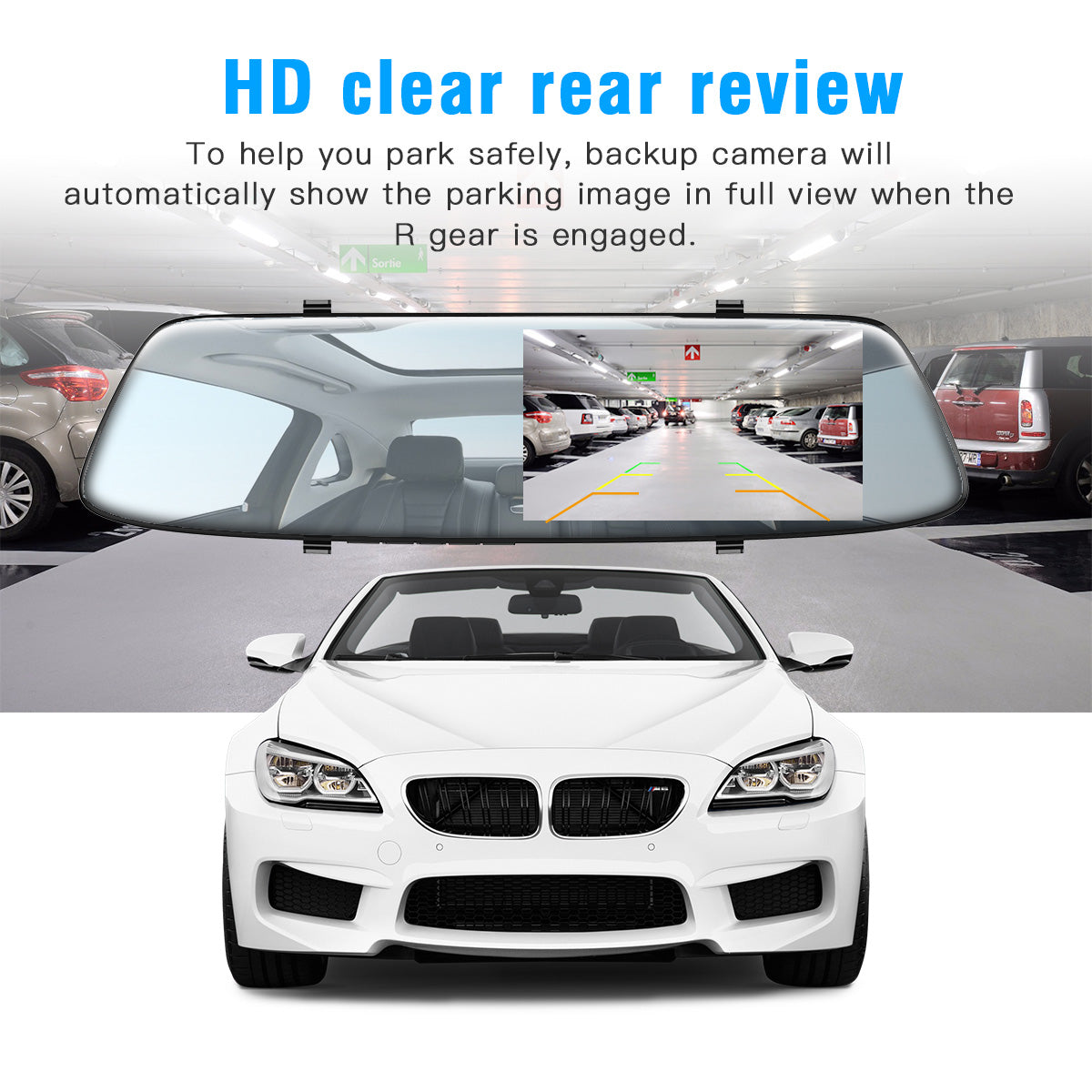 Campark CE13 1080P Front and Rear Mirror Dash Cam with 4.3'' IPS Full Touch Screen