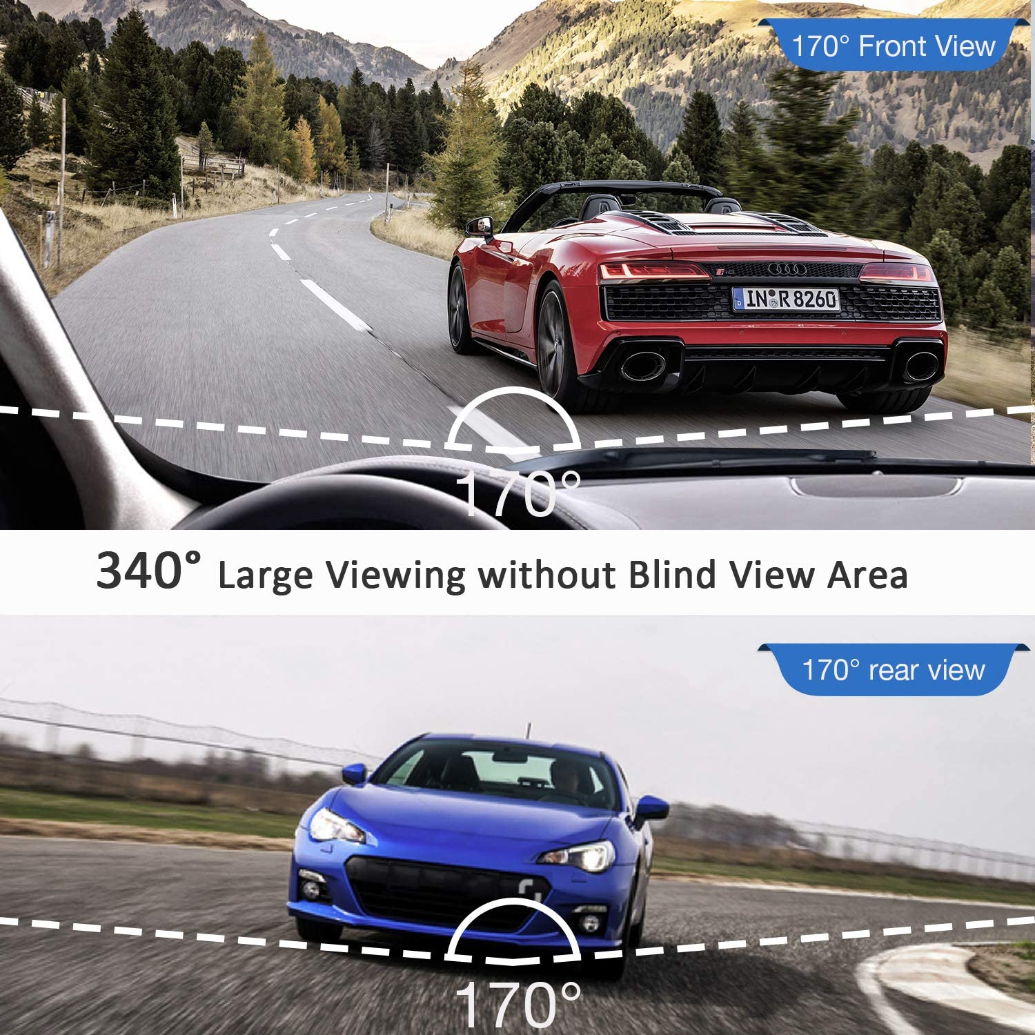 Campark DC20 Dash Camera has a 340°wide angle lens