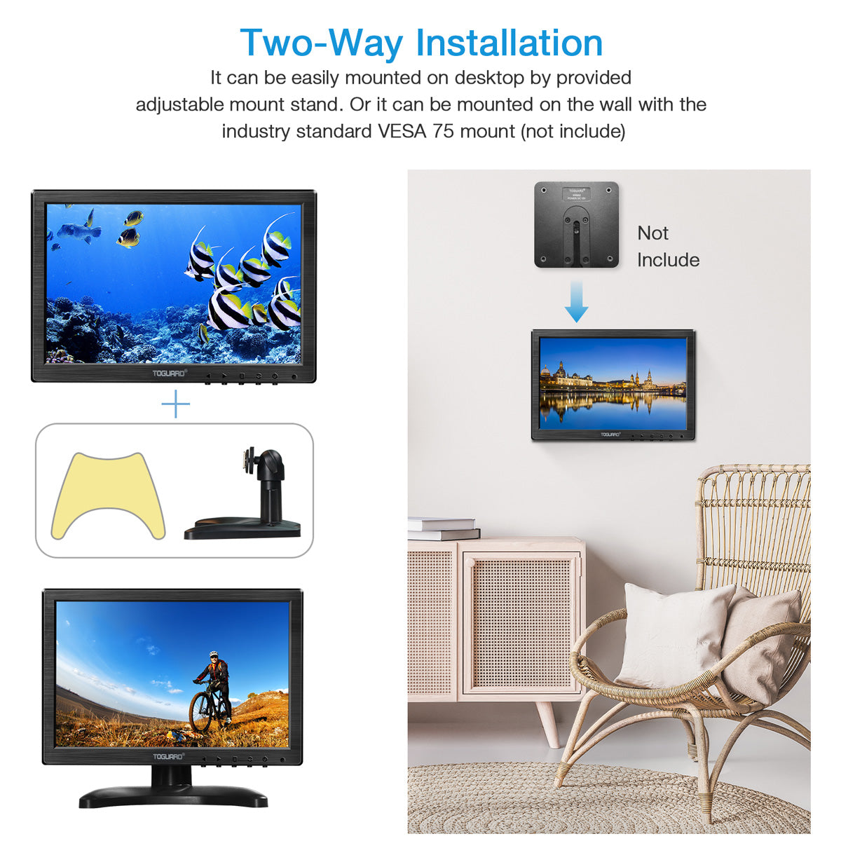 Campark WR953 10.1" HD 1280x800 IPS Touchscreen Monitor With VGA/HDMI/USB For Security/DashCam