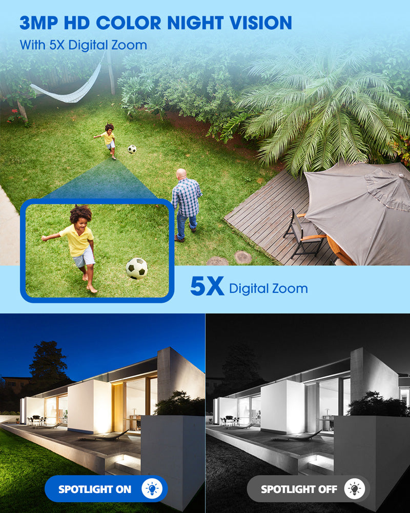 Campark SC12 3MP Outdoor Wireless 4G LTE Cellular Security Camera No WiFi Dome Cam with Solar Panel & SIM Card