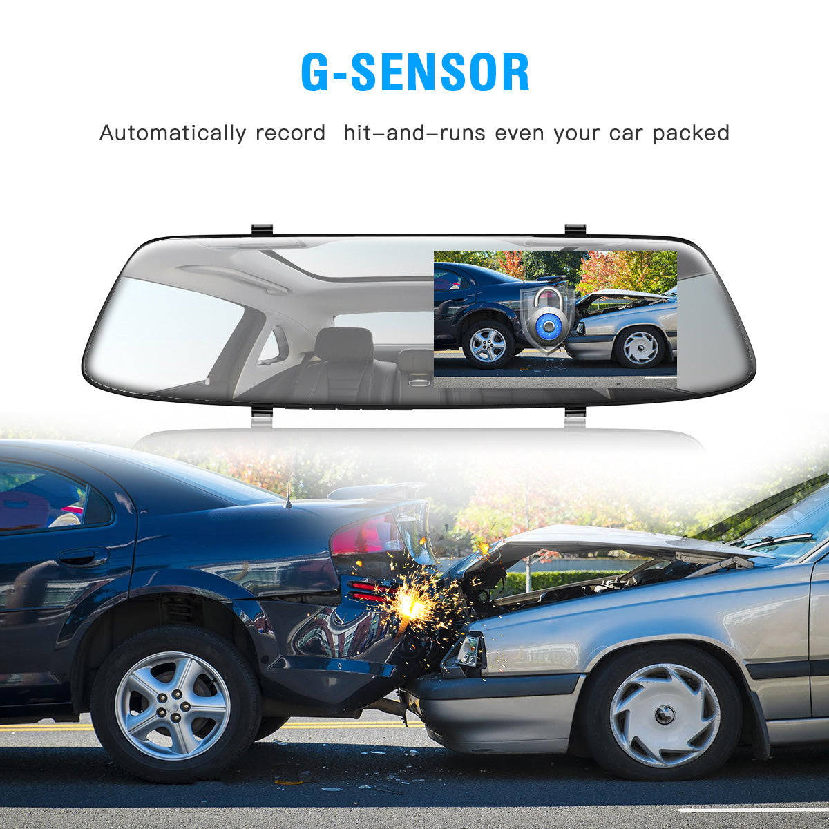 Campark CE13 1080P Front and Rear Mirror Dash Cam with 4.3'' IPS Full Touch Screen