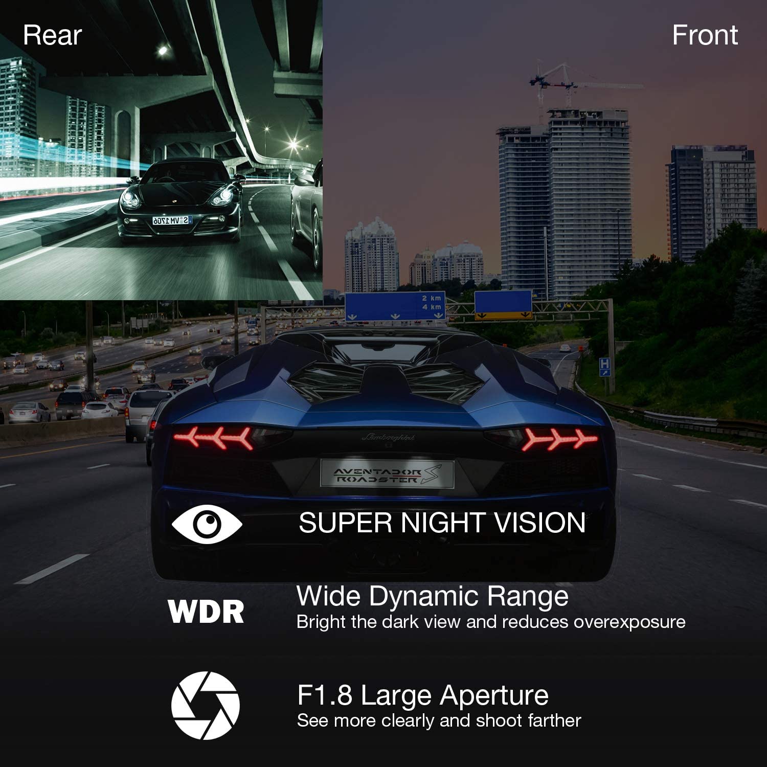 Campark DC20 Front and Rear Dual 1080P Dash Camera
