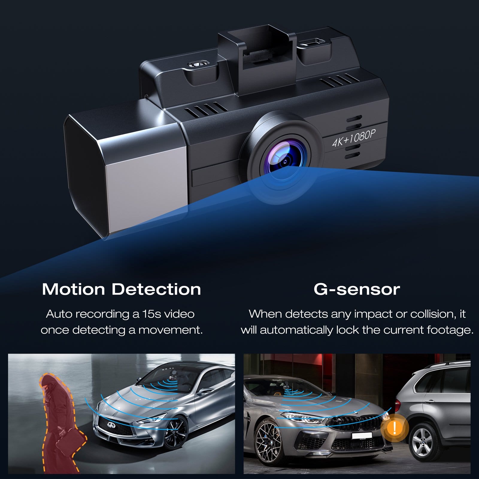 Campark DC40  Dash Camera built-in motion detection & G-Sensor