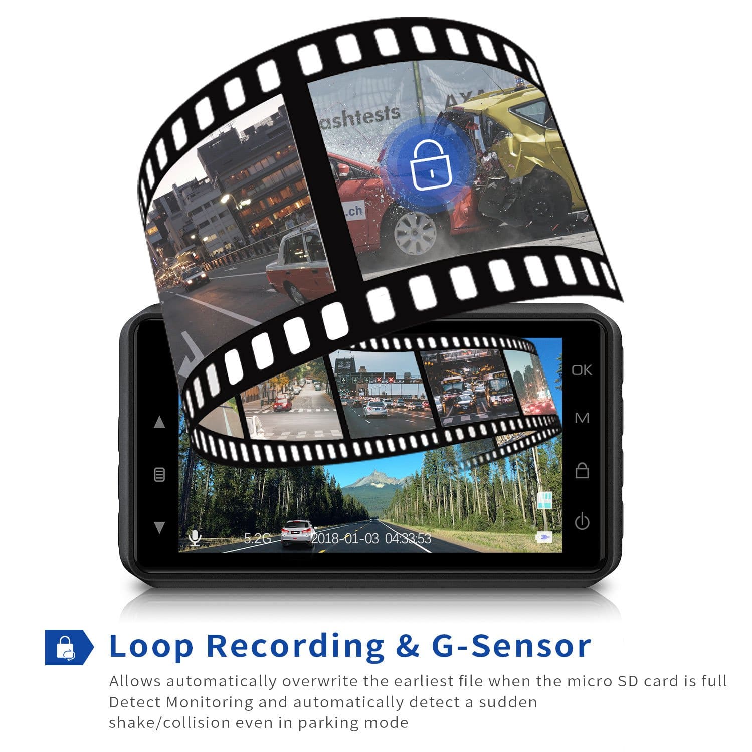 Campark DC10 Dash Camera supports loop recording & G-Sensor