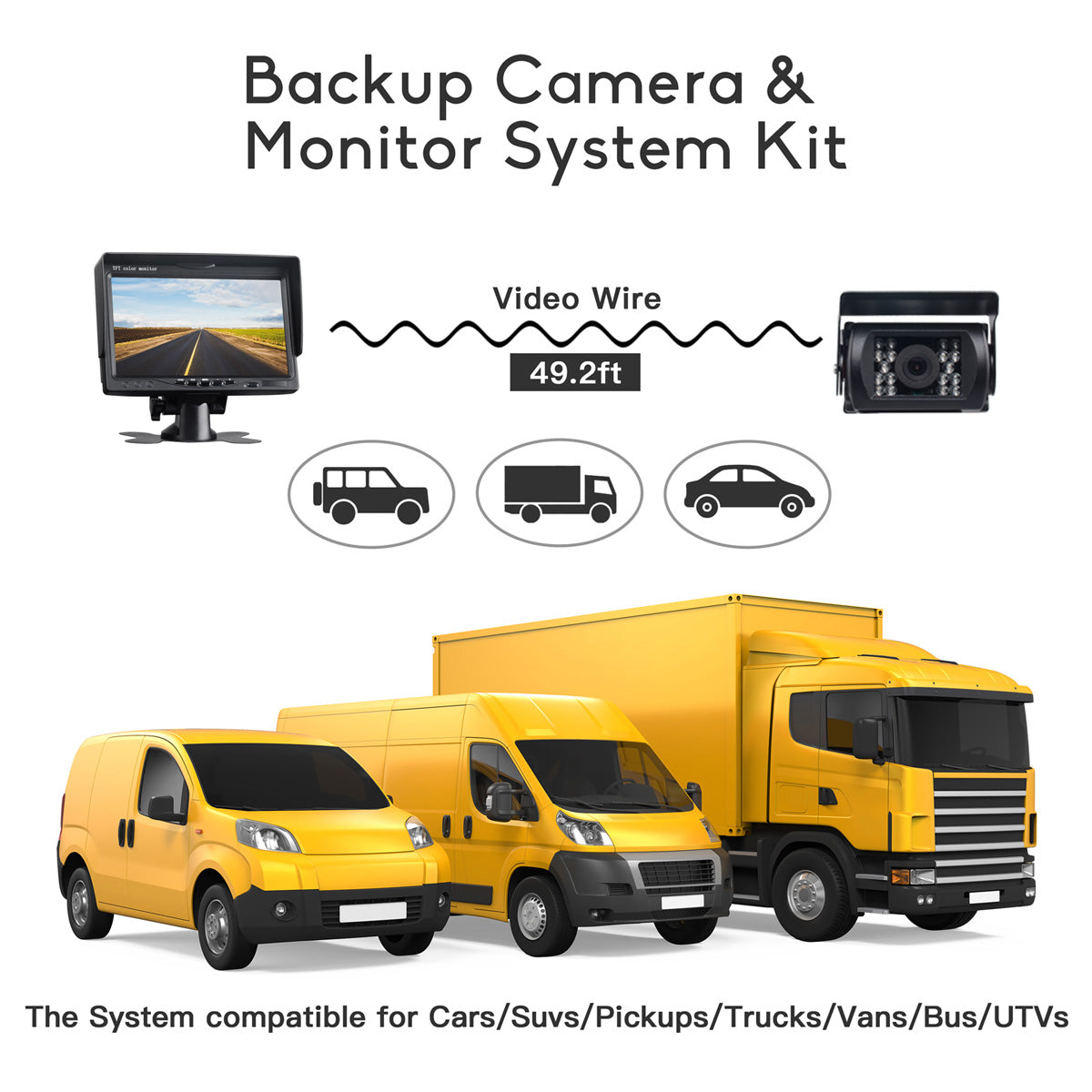 Campark CA711 RV Backup Camera System With 7'' LCD Monitor For Trailer/Van/Jeep/SUV(Only sold in the UK )