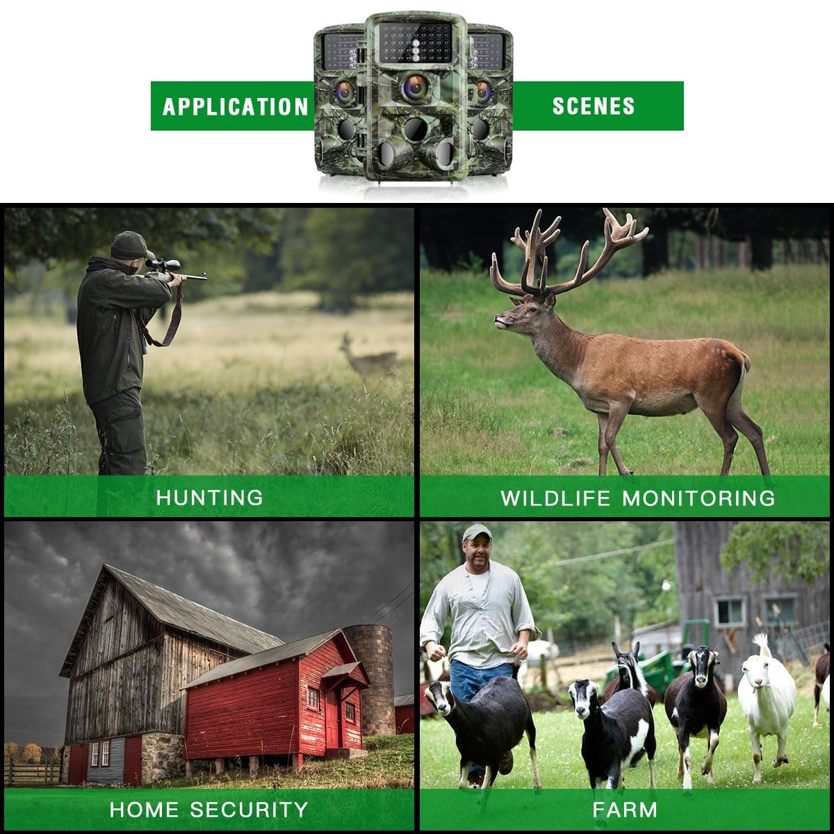 Campark T45A-GREEN 20MP 4k Waterproof Trail Camera With 3 Infrared Sensors