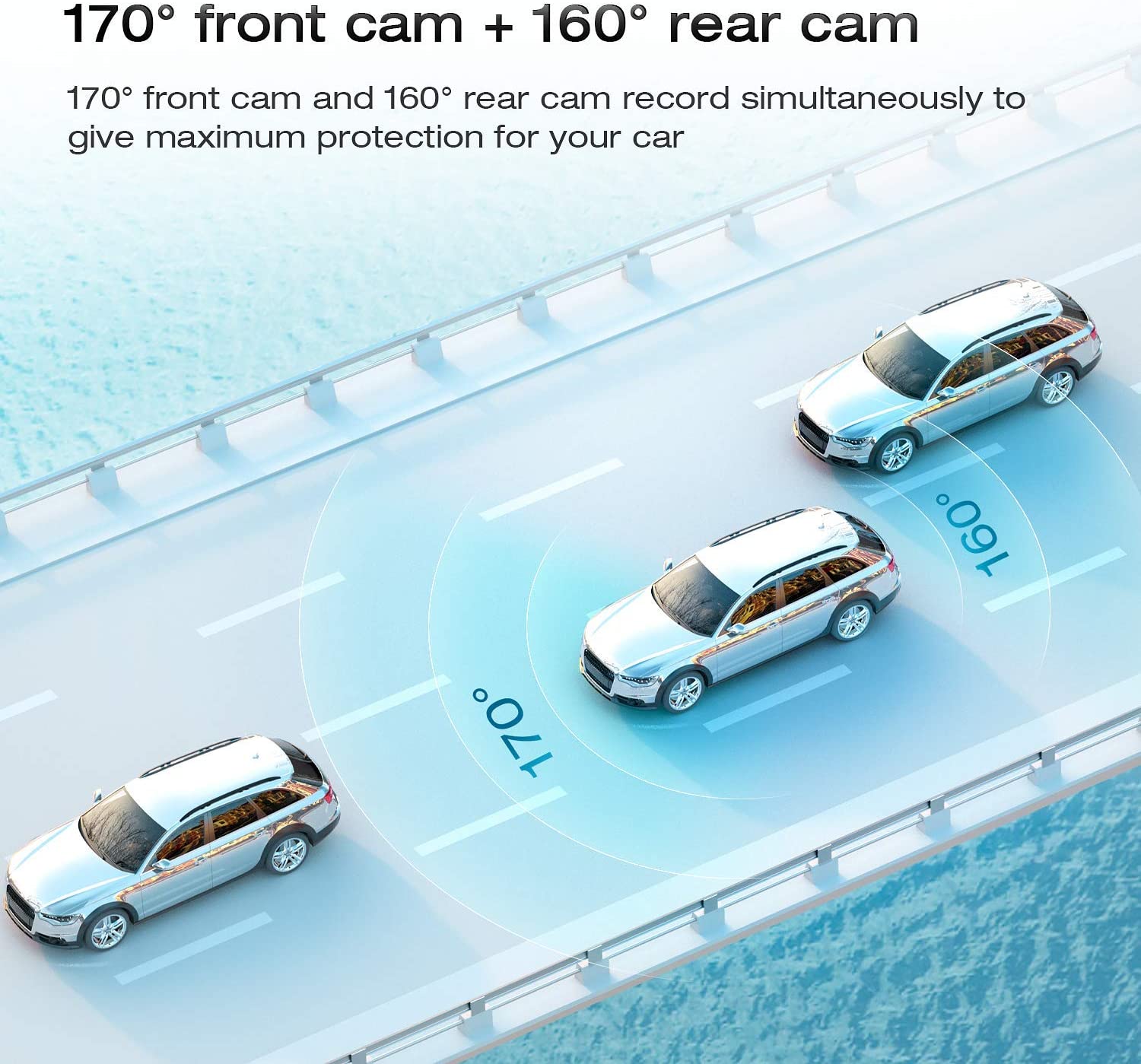 Campark CE80A 4K Full Touch Screen Rear View Front and Rear Dual Dash Cam Waterproof Reverse Camera Mirror