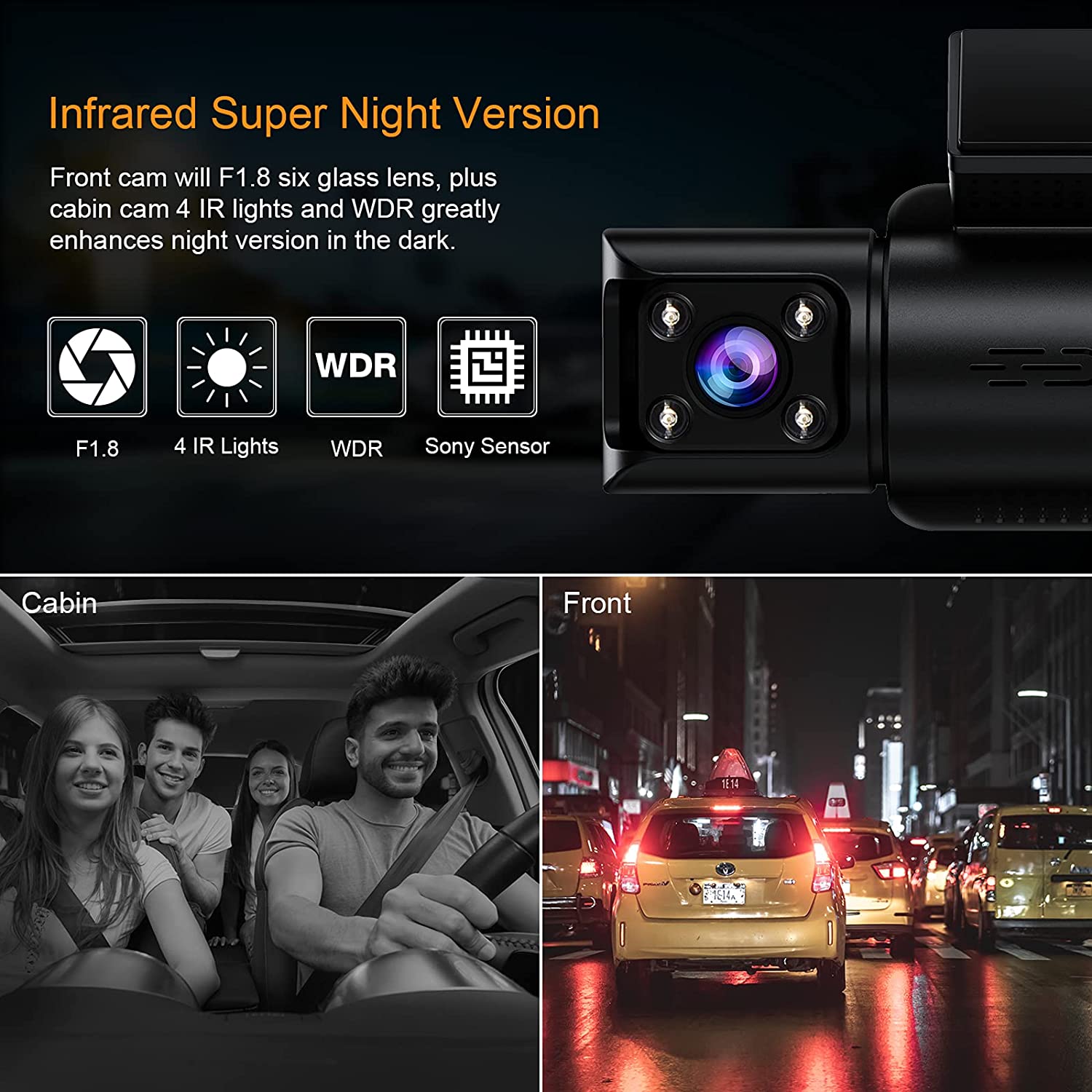 TOGUARD CE66A GPS 4K WiFi , 2k+1080P+1080P 3 Way Triple Car DVR Camera IR Night Vision Driving Recorder