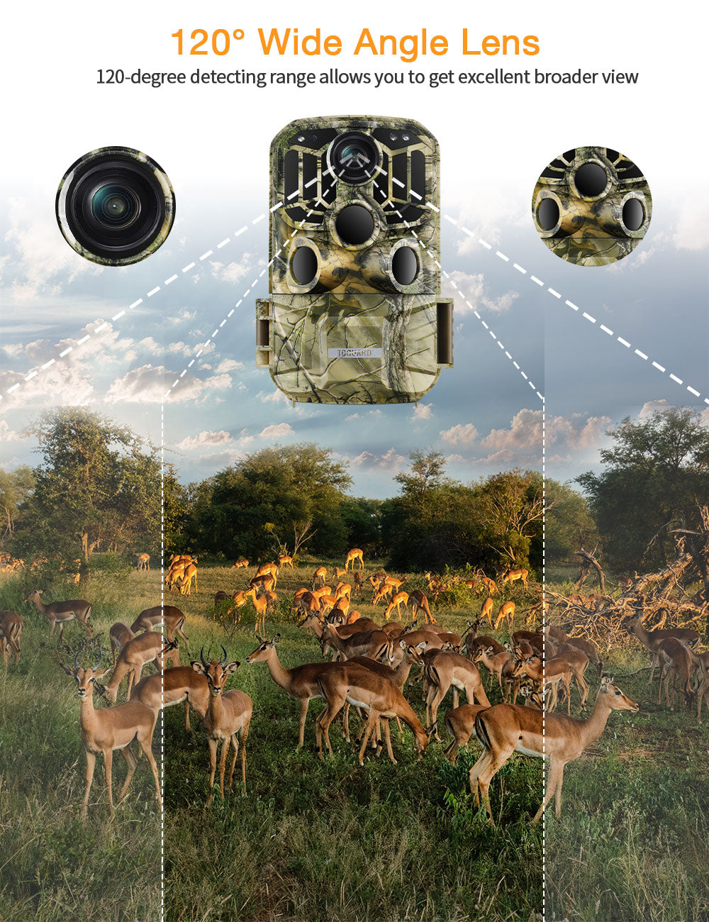 Campark H80 20MP 1296P Wifi Trail Camera with Night Vision Motion Activated for Wildlife