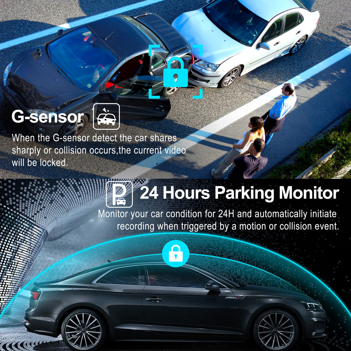Campark M200 1080P 3 Channel Front and Rear and Inside Dash Cam with GPS (USA ONLY)