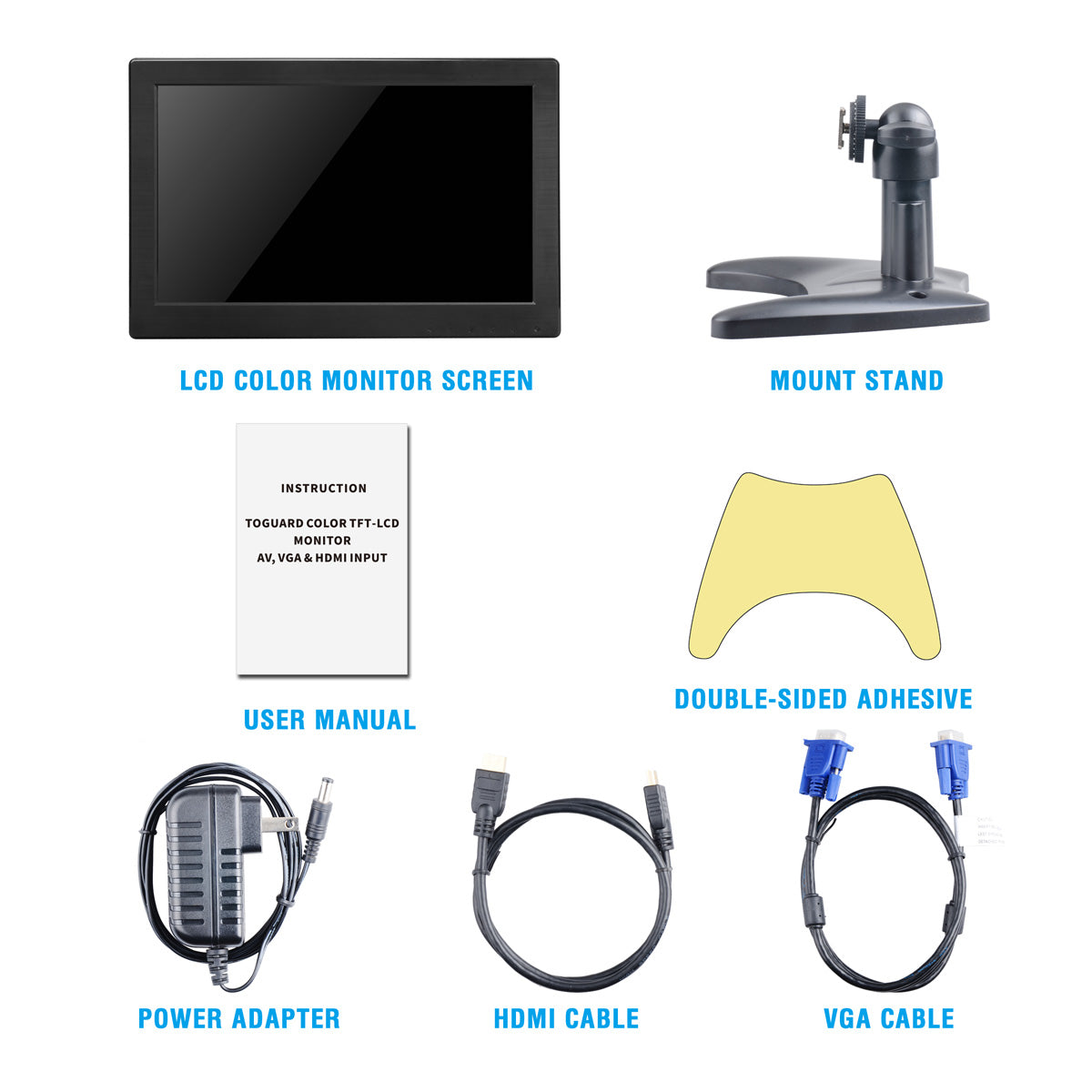 Campark D126 12" 1366x768 HDMI Monitors, LCD Display w/Speaker, HDMI/VGA/AV Port for PC/Security/CCTV System/Raspberry Pi（Only Available In Europe）