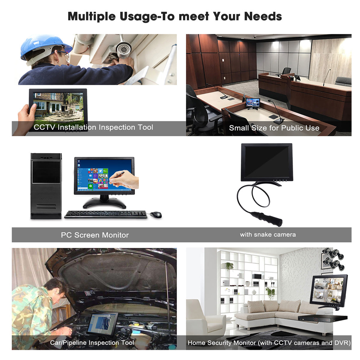 Campark WR953 10.1" HD 1280x800 IPS Touchscreen Monitor With VGA/HDMI/USB For Security/DashCam