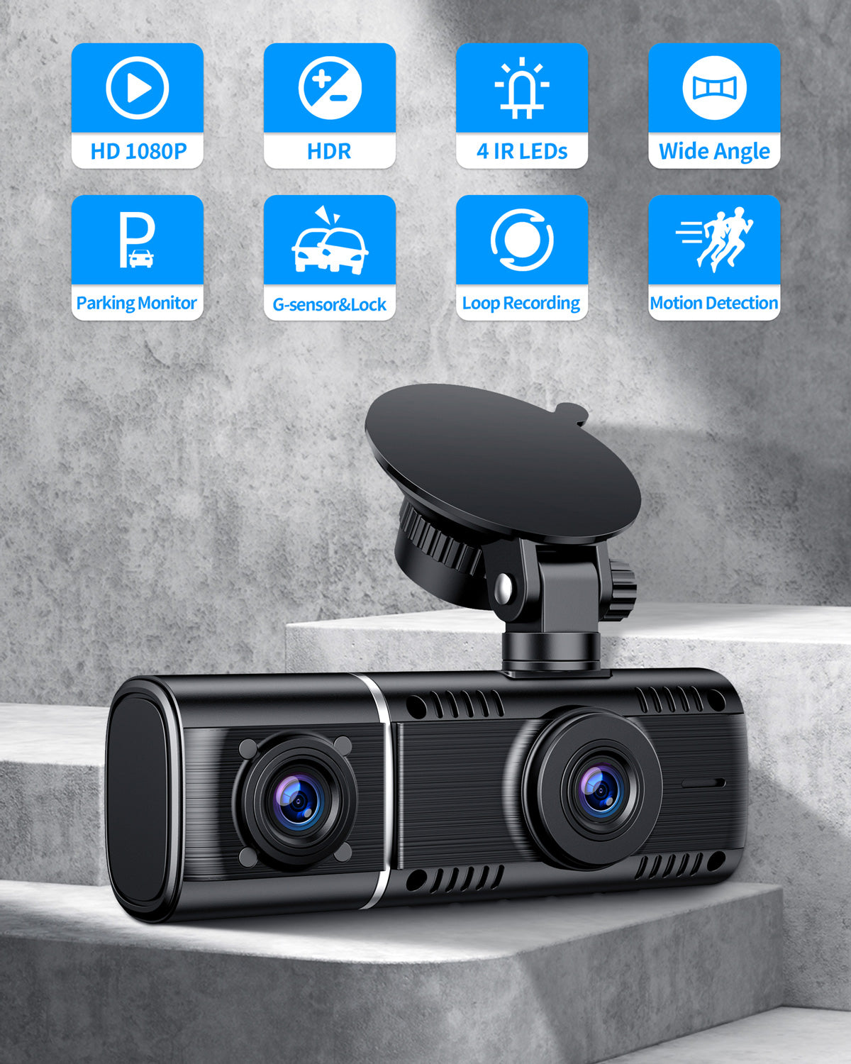 Campark C310 1080P Front and Inside Dash Cam With HDR Backup Camera（Only available in the US and Canada）