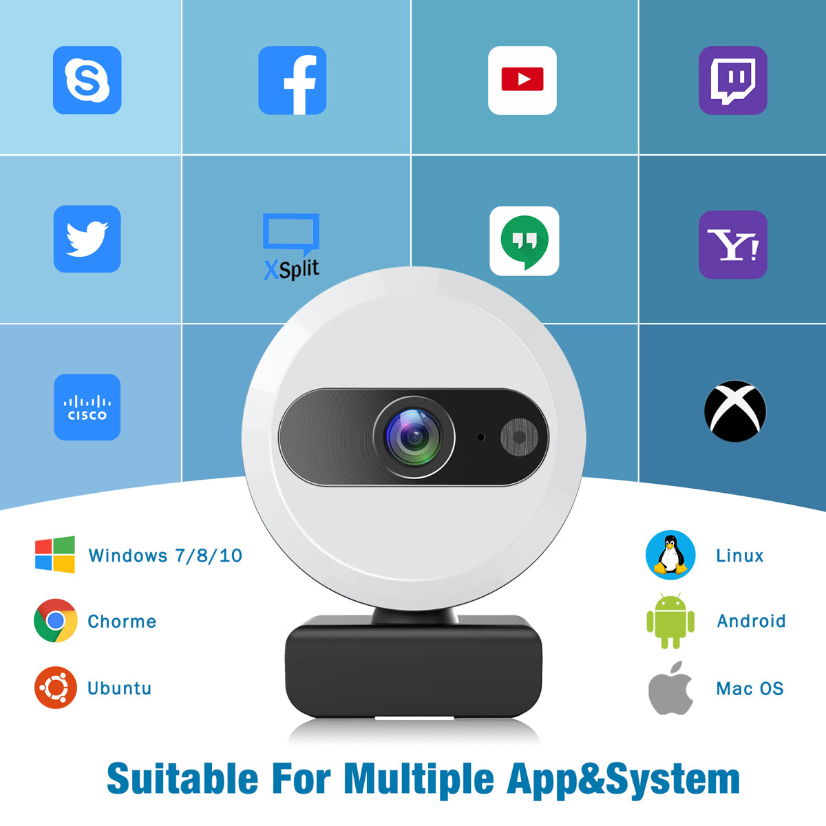 Campark PC04 2K Adjustable Brightness Webcam